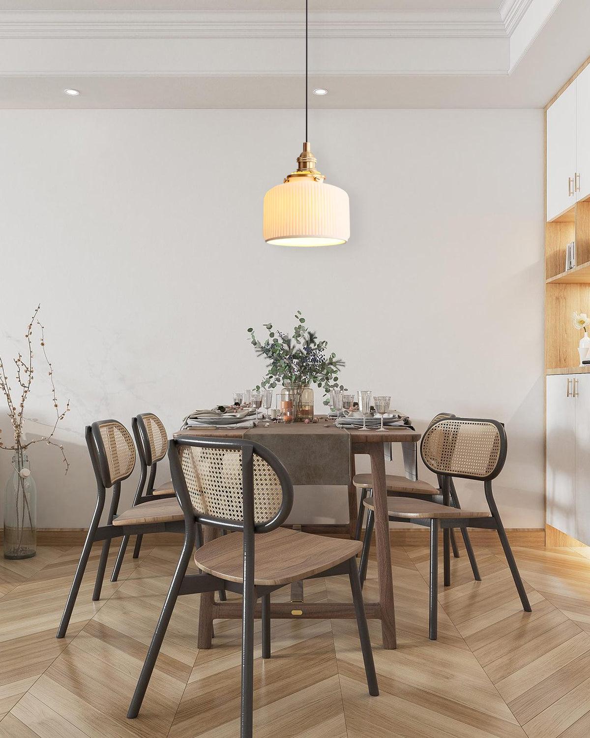 Pendant Lamp Ribbed Ceramic Shade - Letslighting