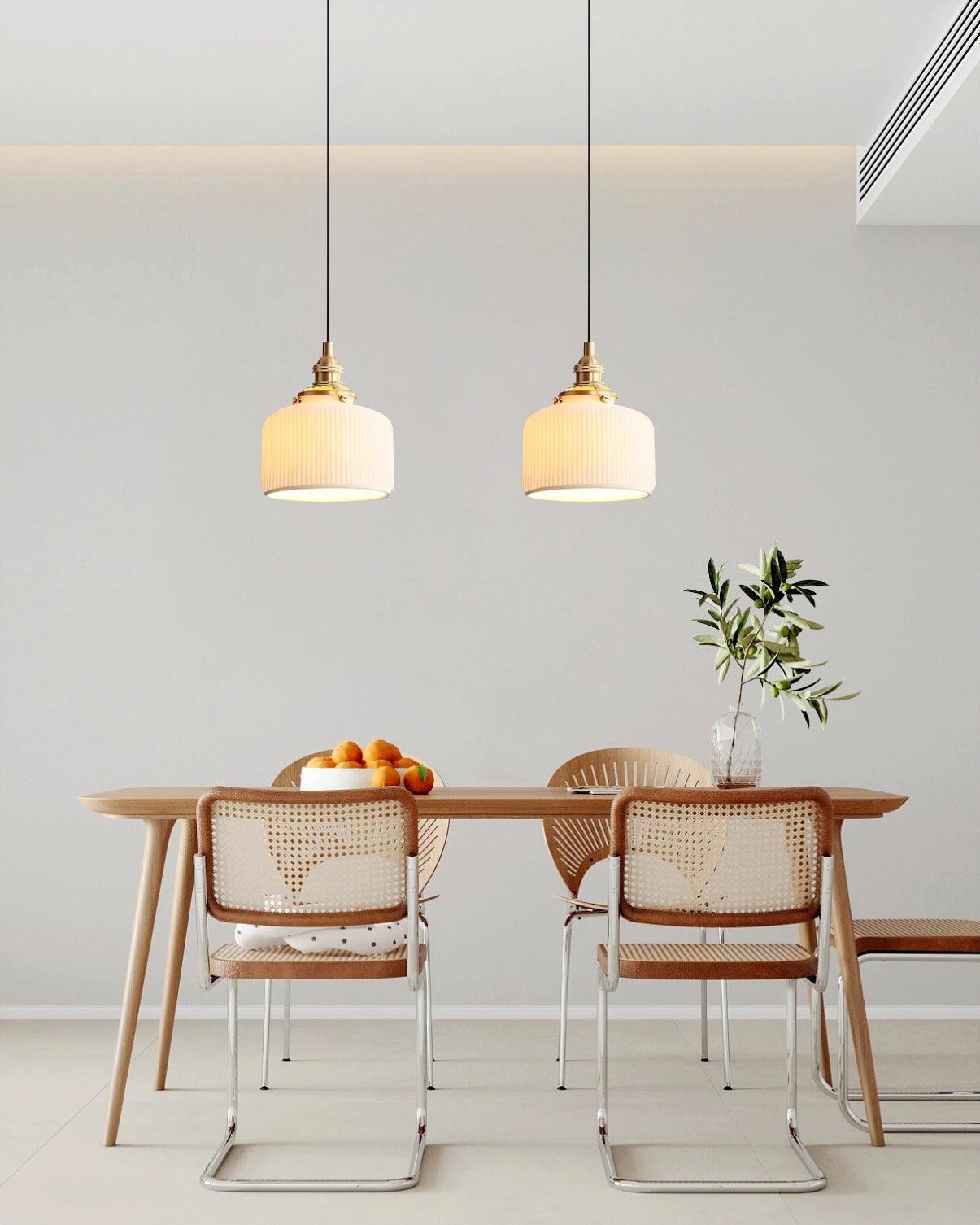 Pendant Lamp Ribbed Ceramic Shade - Letslighting