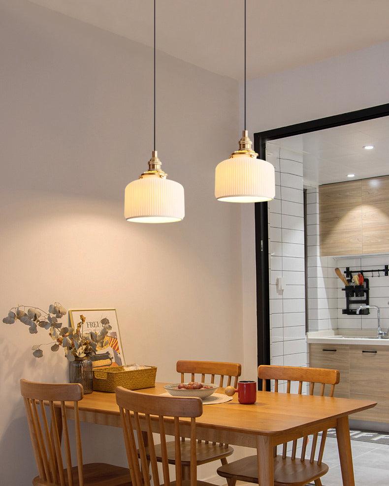 Pendant Lamp Ribbed Ceramic Shade - Letslighting