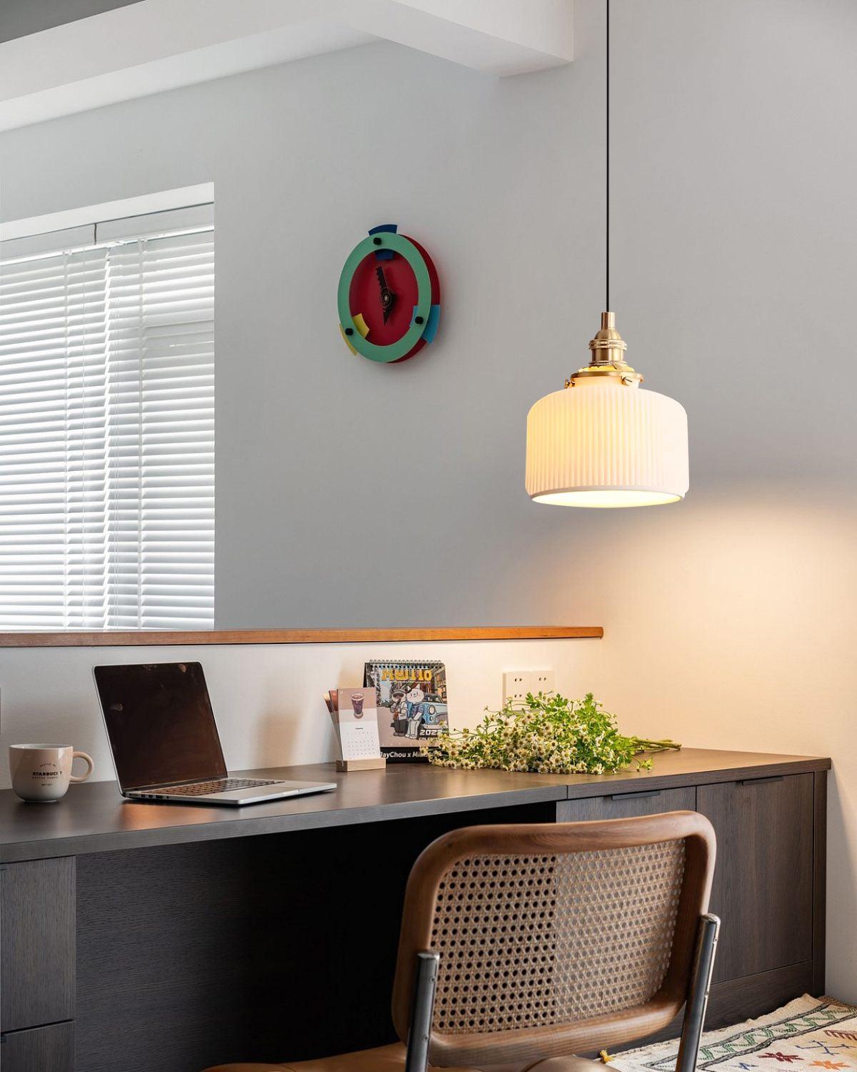 Pendant Lamp Ribbed Ceramic Shade - Letslighting
