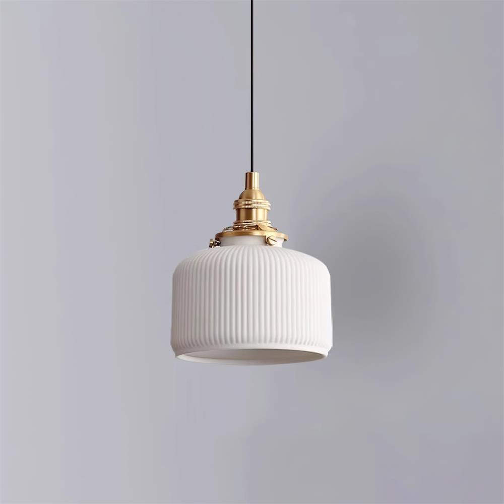 Pendant Lamp Ribbed Ceramic Shade - Letslighting