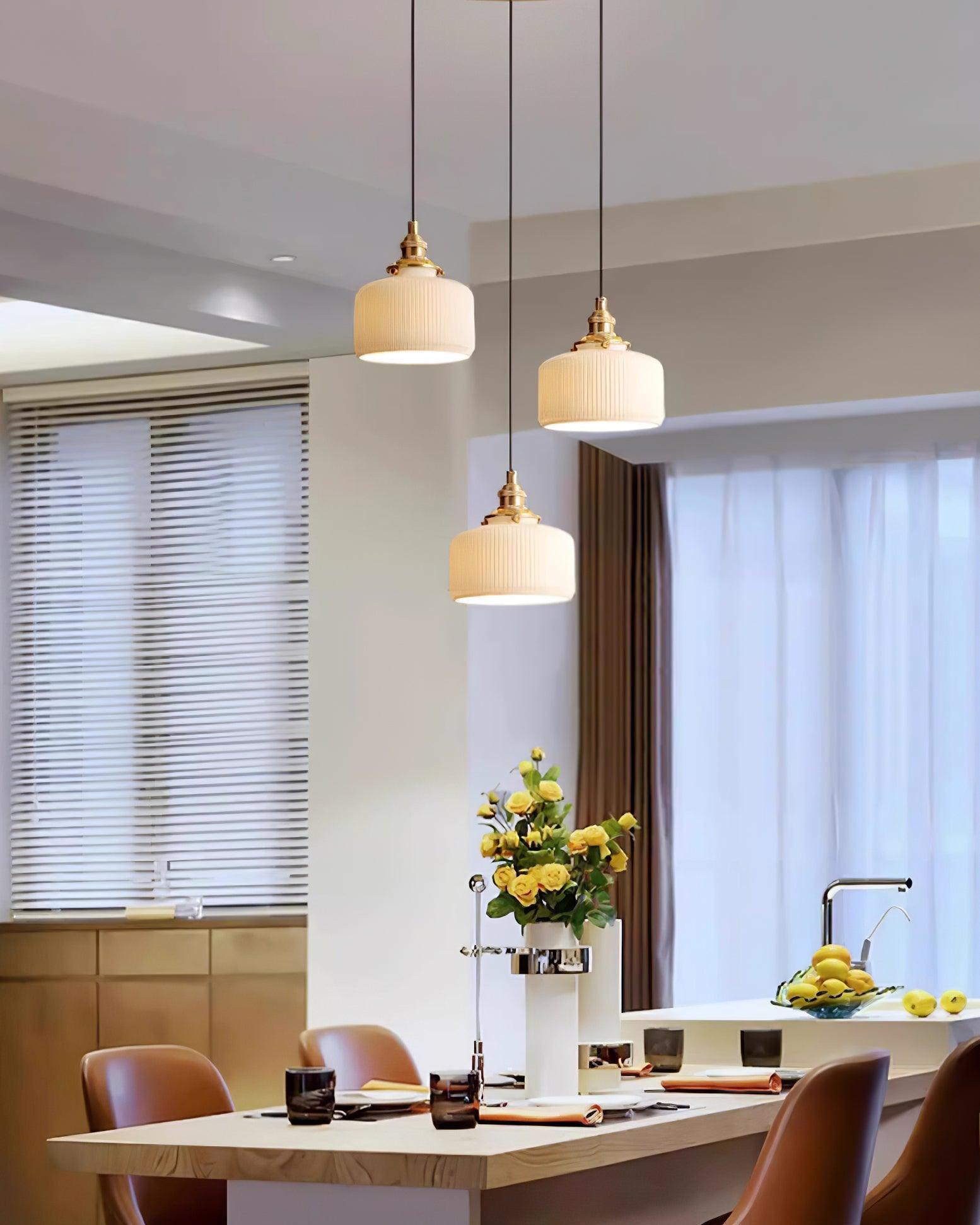 Pendant Lamp Ribbed Ceramic Shade - Letslighting