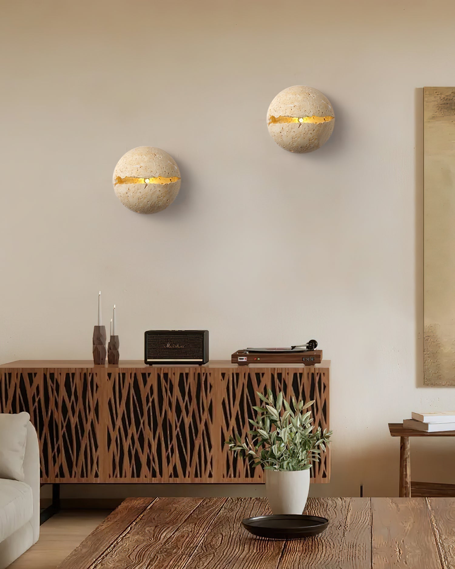 Dinosaur Egg Travertine Wall Lamp - Letslighting