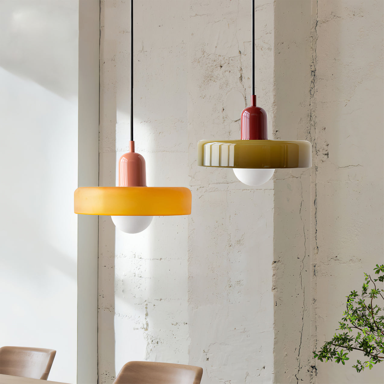 Ideal Modern Minimalist Disc Orb Glass Pendant Lamp - Lamp Copper