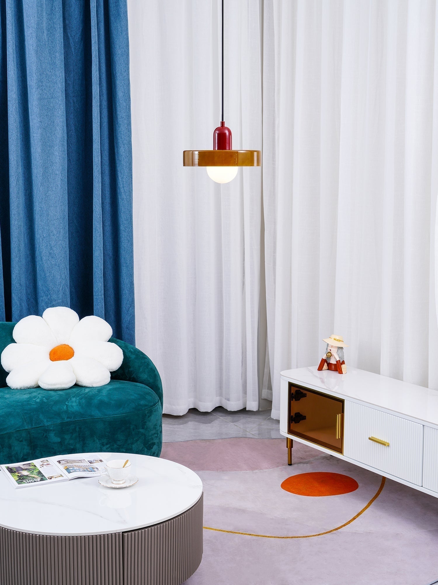 Ideal Modern Minimalist Disc Orb Glass Pendant Lamp - Lamp Copper