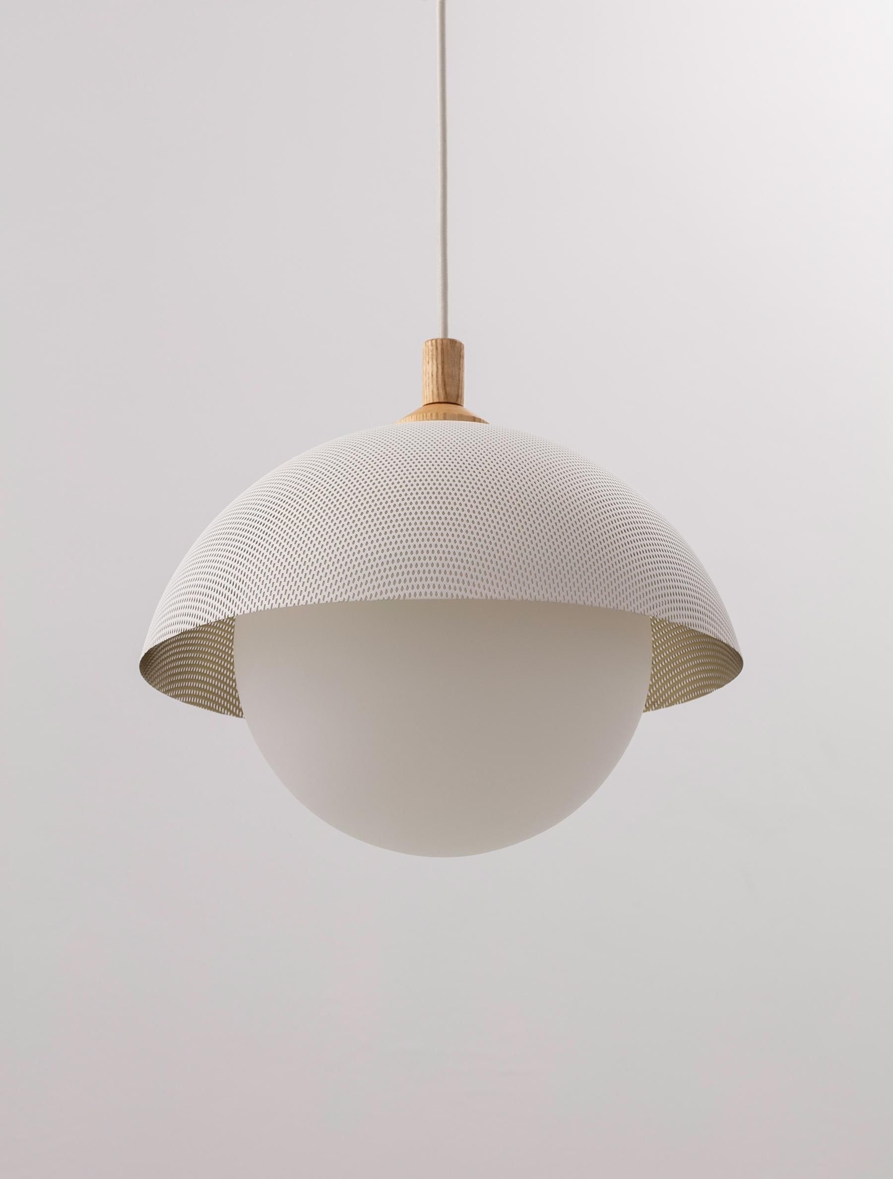 Pith Modern Minimalist Dome Perforated Wooden Metal Pendant Lamp - Lamp Copper
