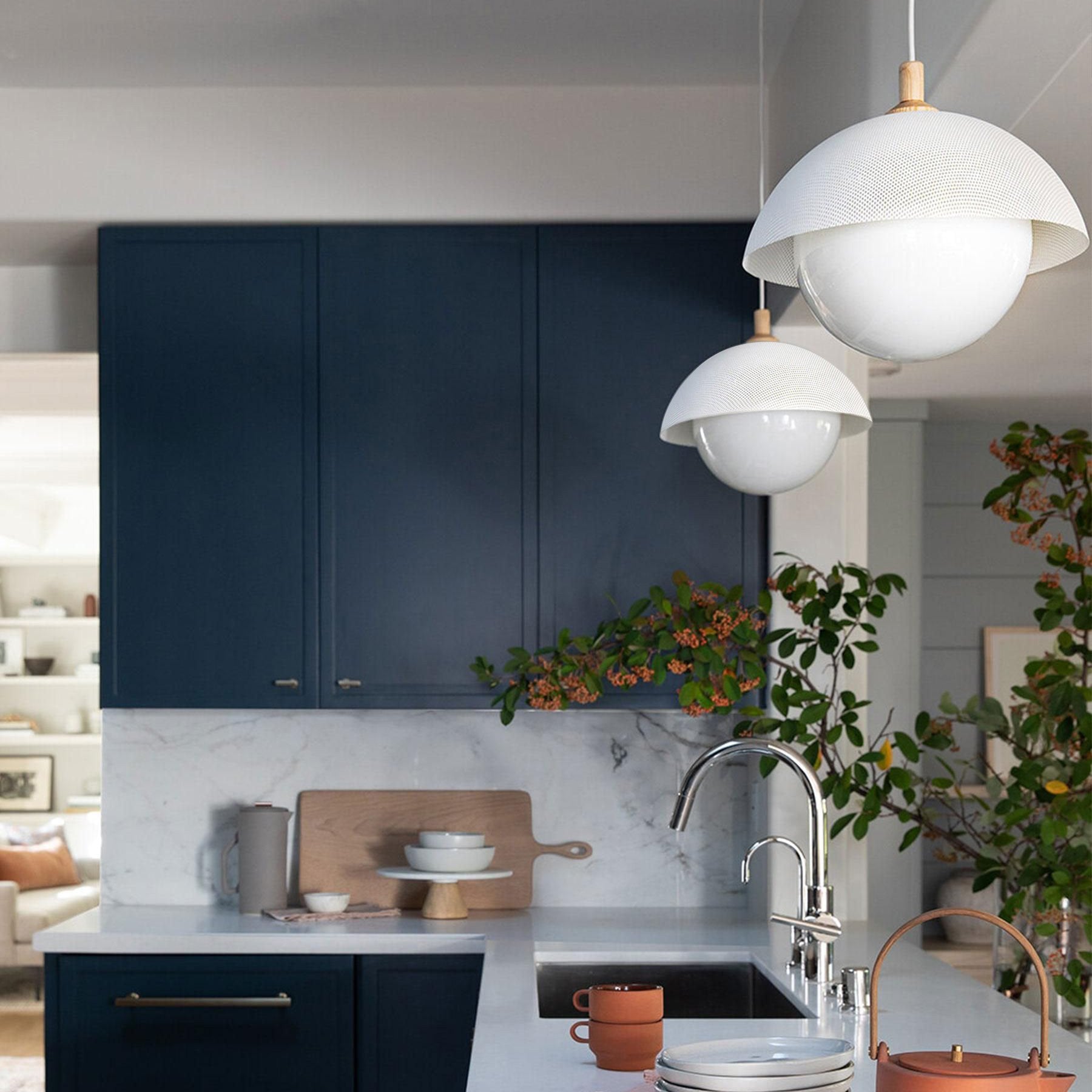 Pith Modern Minimalist Dome Perforated Wooden Metal Pendant Lamp - Lamp Copper