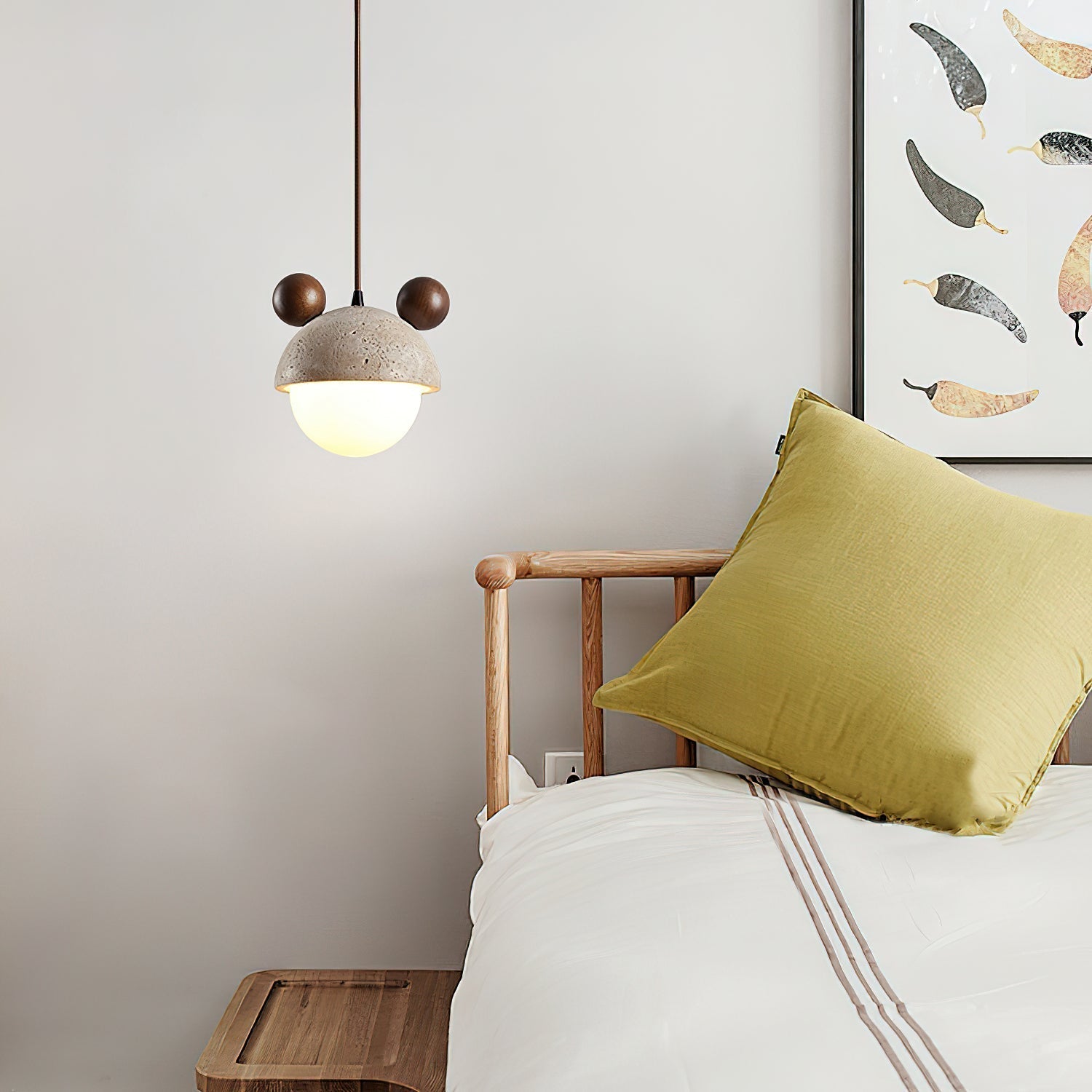 Lyraeus Character-Shaped Travertine Pendant Light - Neutralighting
