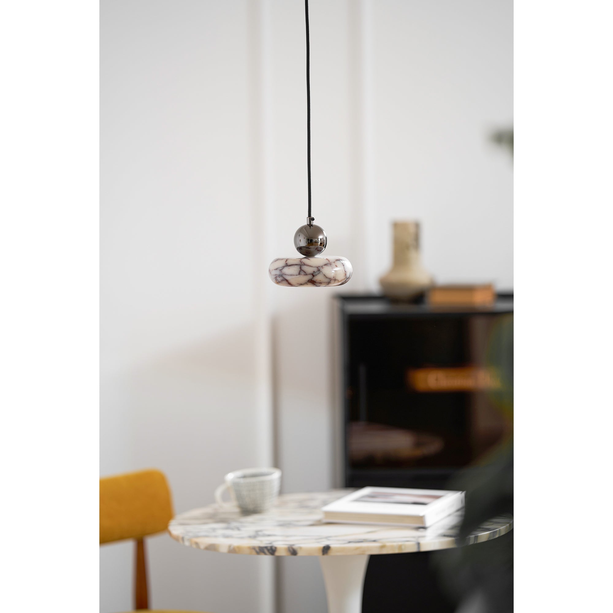 Ridge Modern Minimalist Marble Metal Pendant Lamp - Lamp Copper