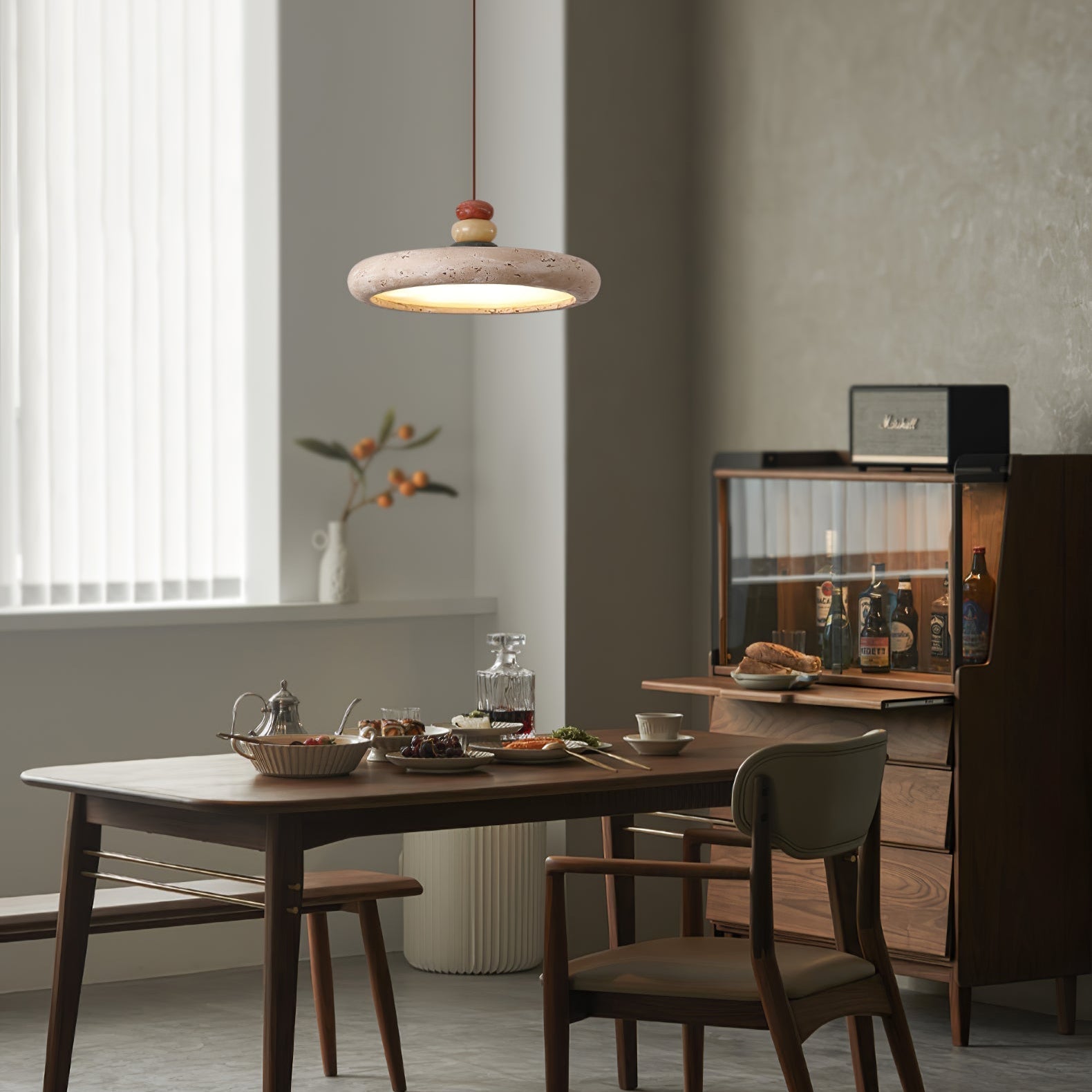 Cuvarora Disc Travertine Pendant Light - Neutralighting