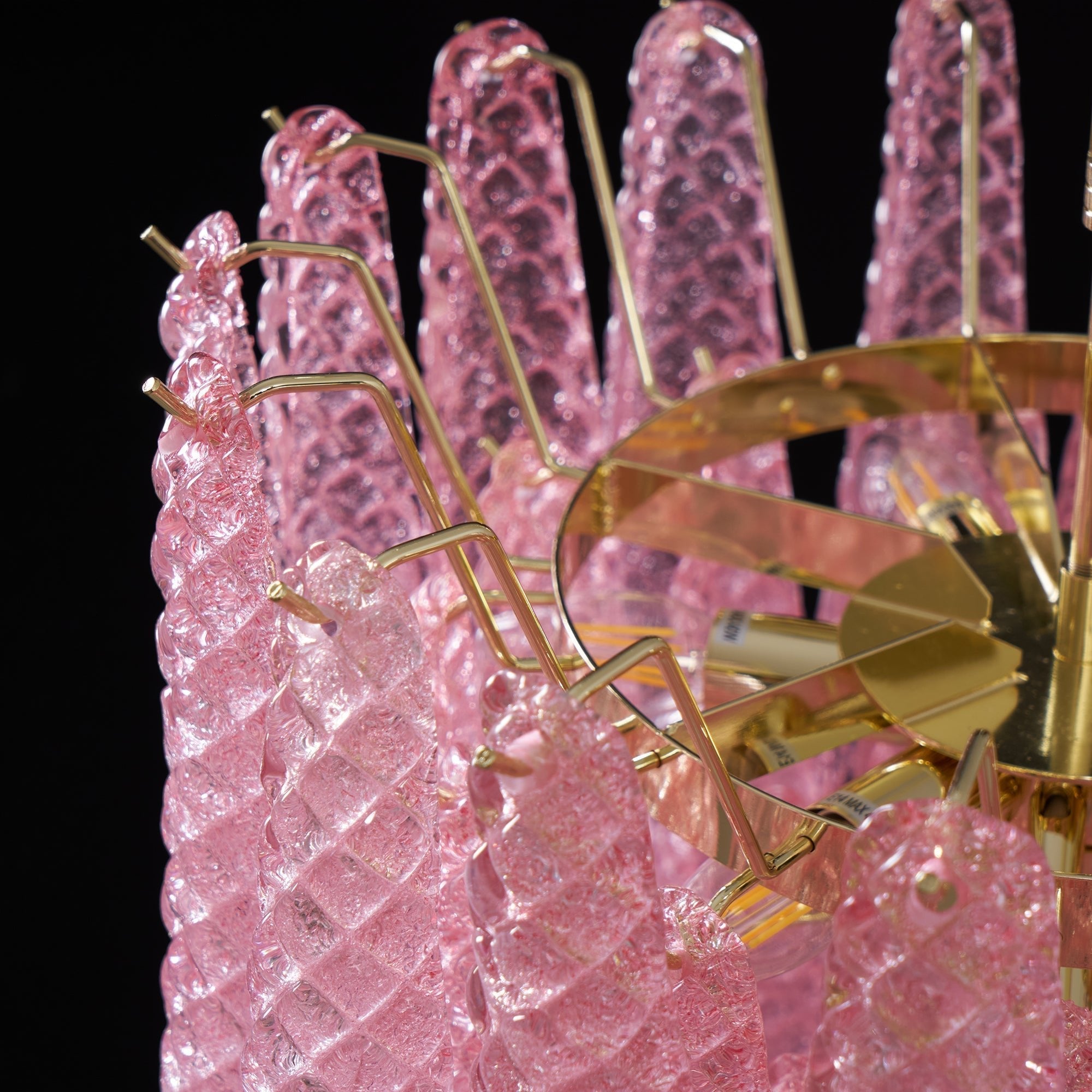 Aurora Chandelier Pink Droplet Murano Glass Diamond Pattern Waterfall - Neutralighting