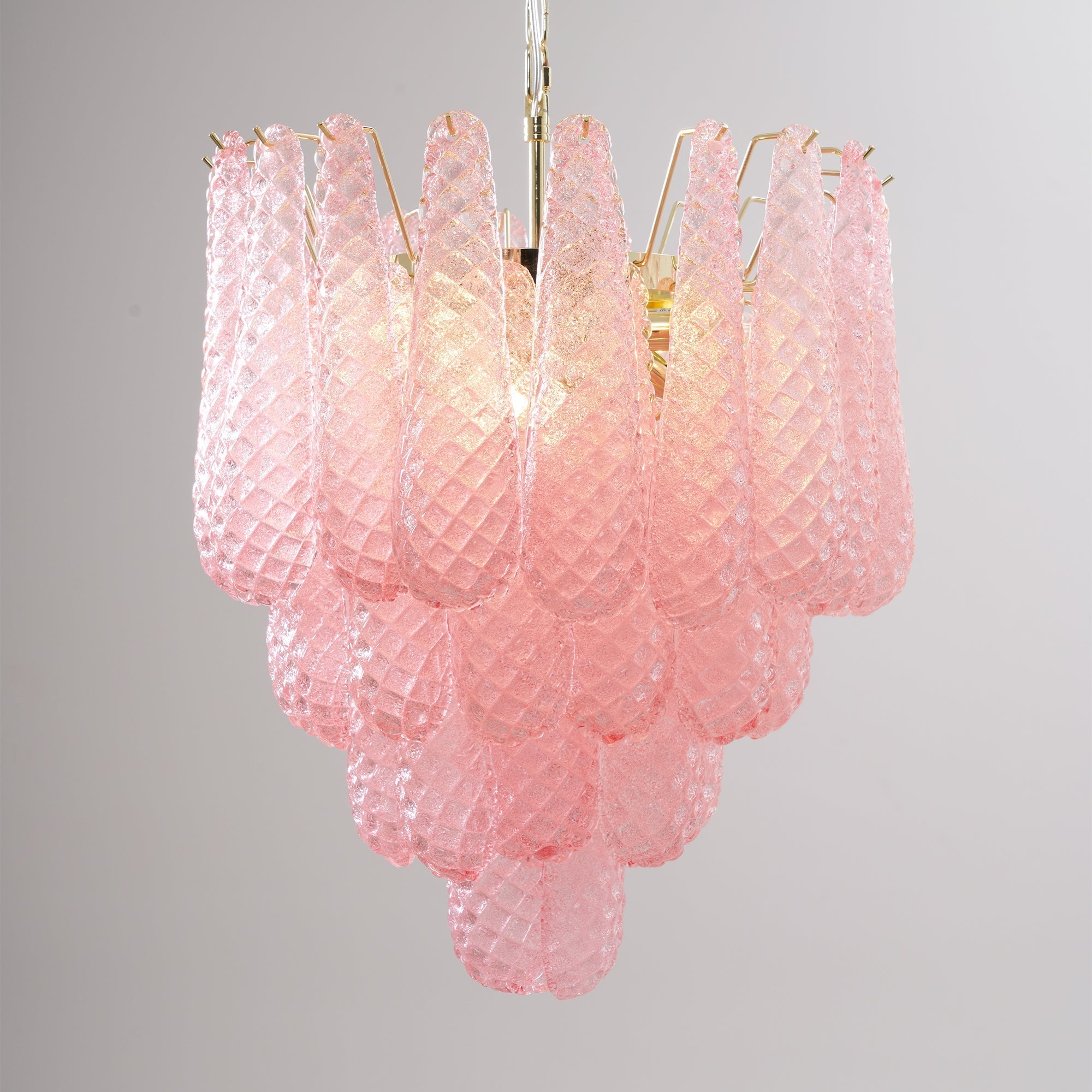 Junto Postmodern Luxury Drop Pink Metal Glass Chandelier - Lamp Copper