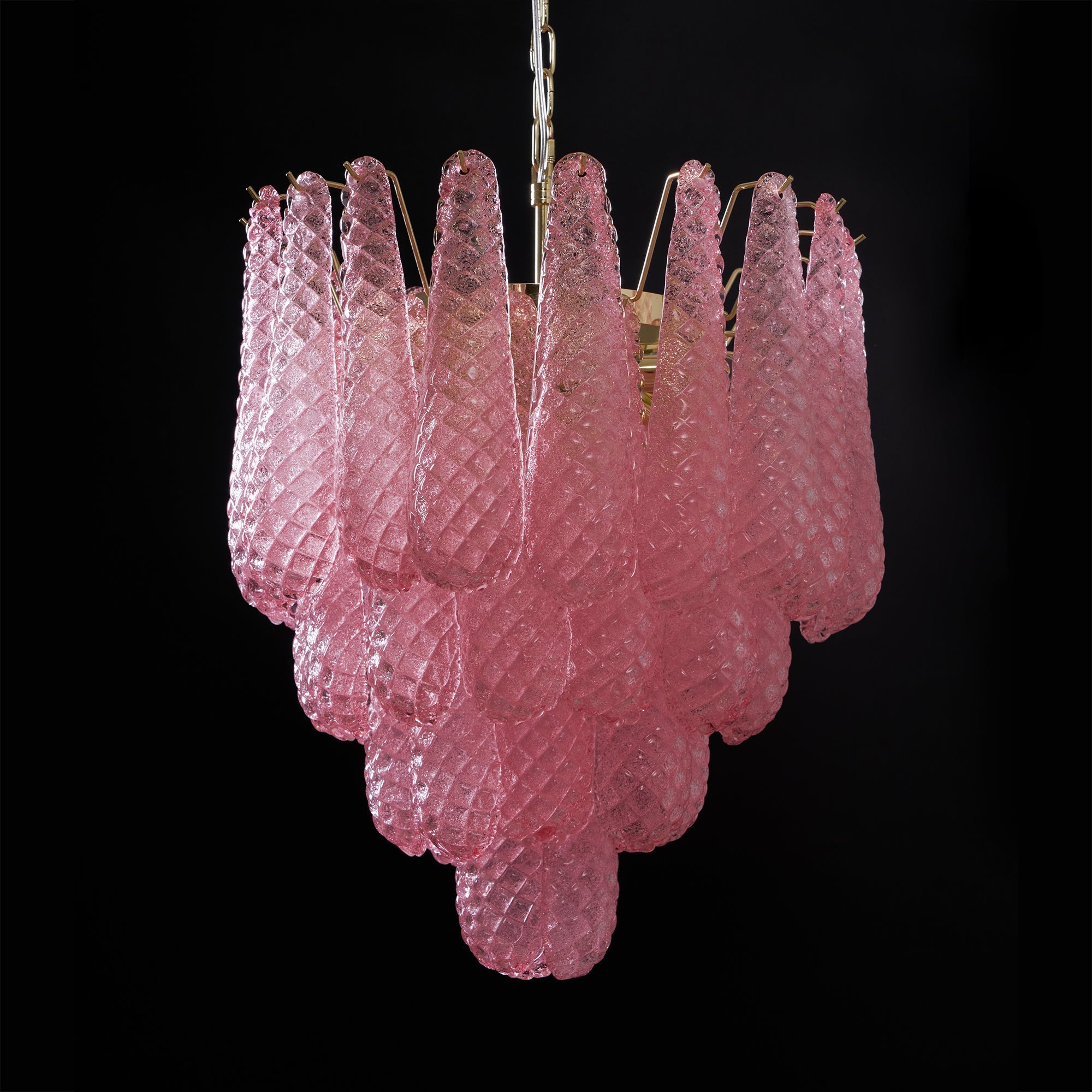 Aurora Chandelier Pink Droplet Murano Glass Diamond Pattern Waterfall - Neutralighting