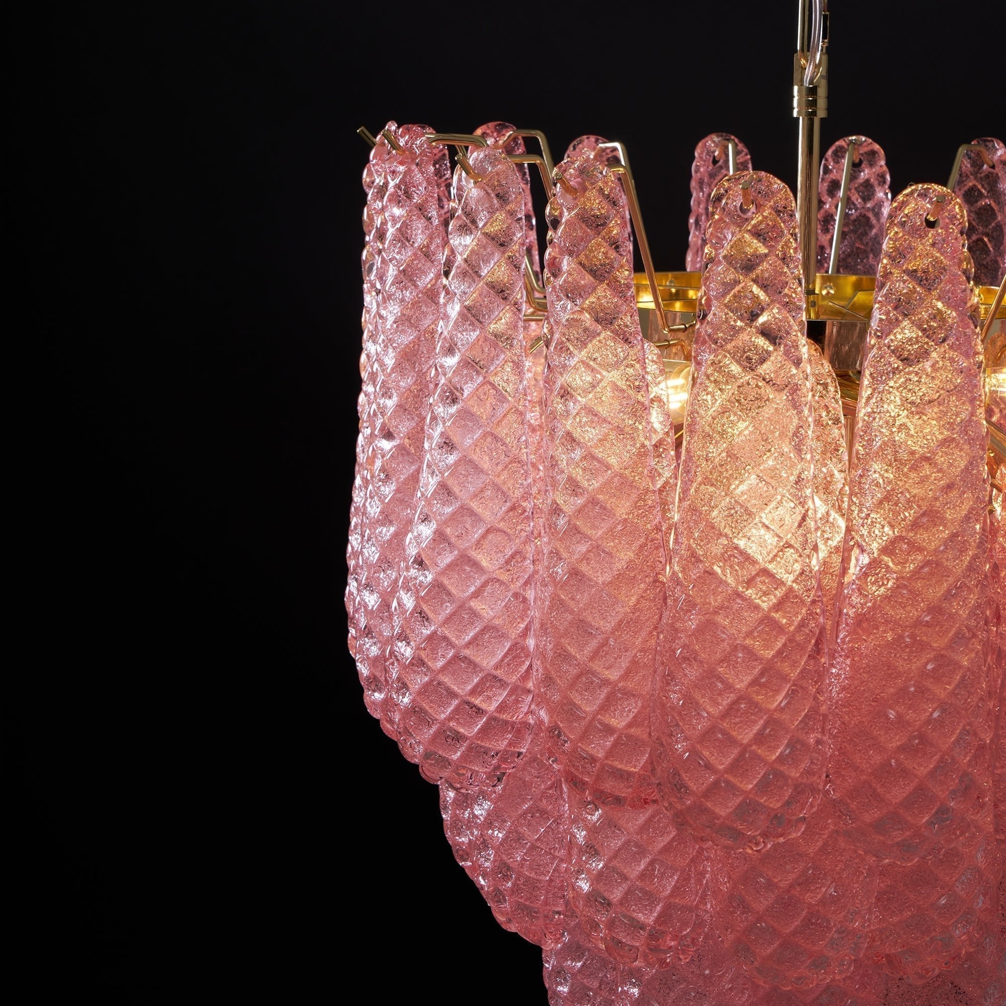 Aurora Chandelier Pink Droplet Murano Glass Diamond Pattern Waterfall - Neutralighting