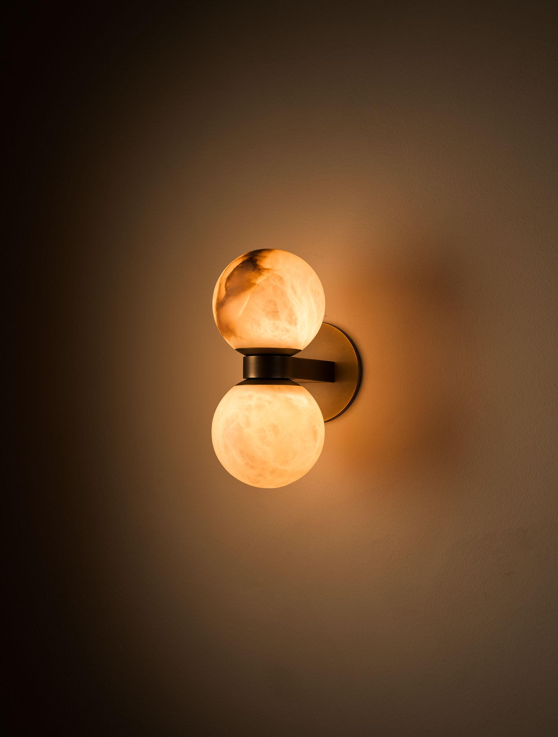 Lush Modern Minimalist Globe Alabaster Wall Lamp - Lamp Copper