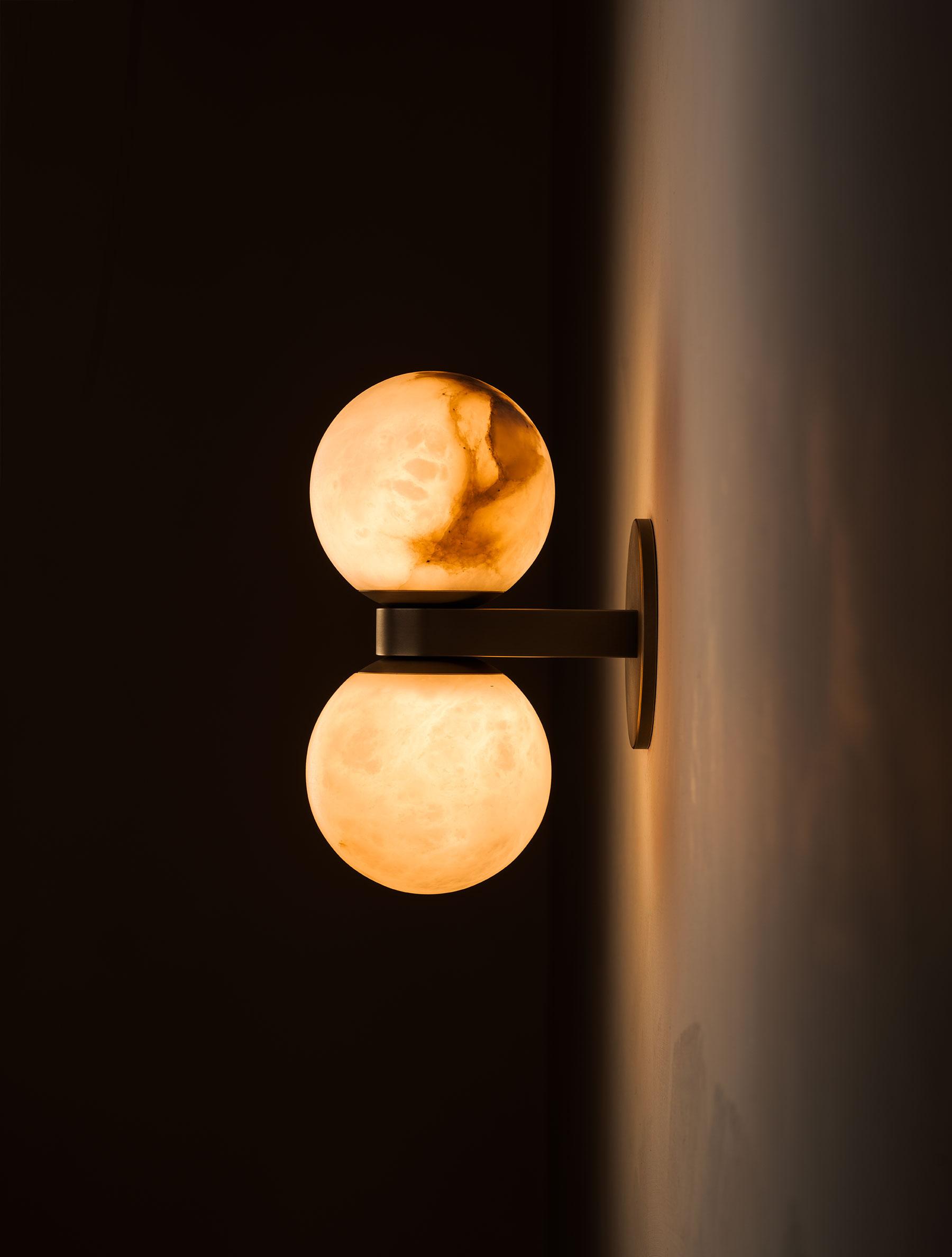 Lush Modern Minimalist Globe Alabaster Wall Lamp - Lamp Copper