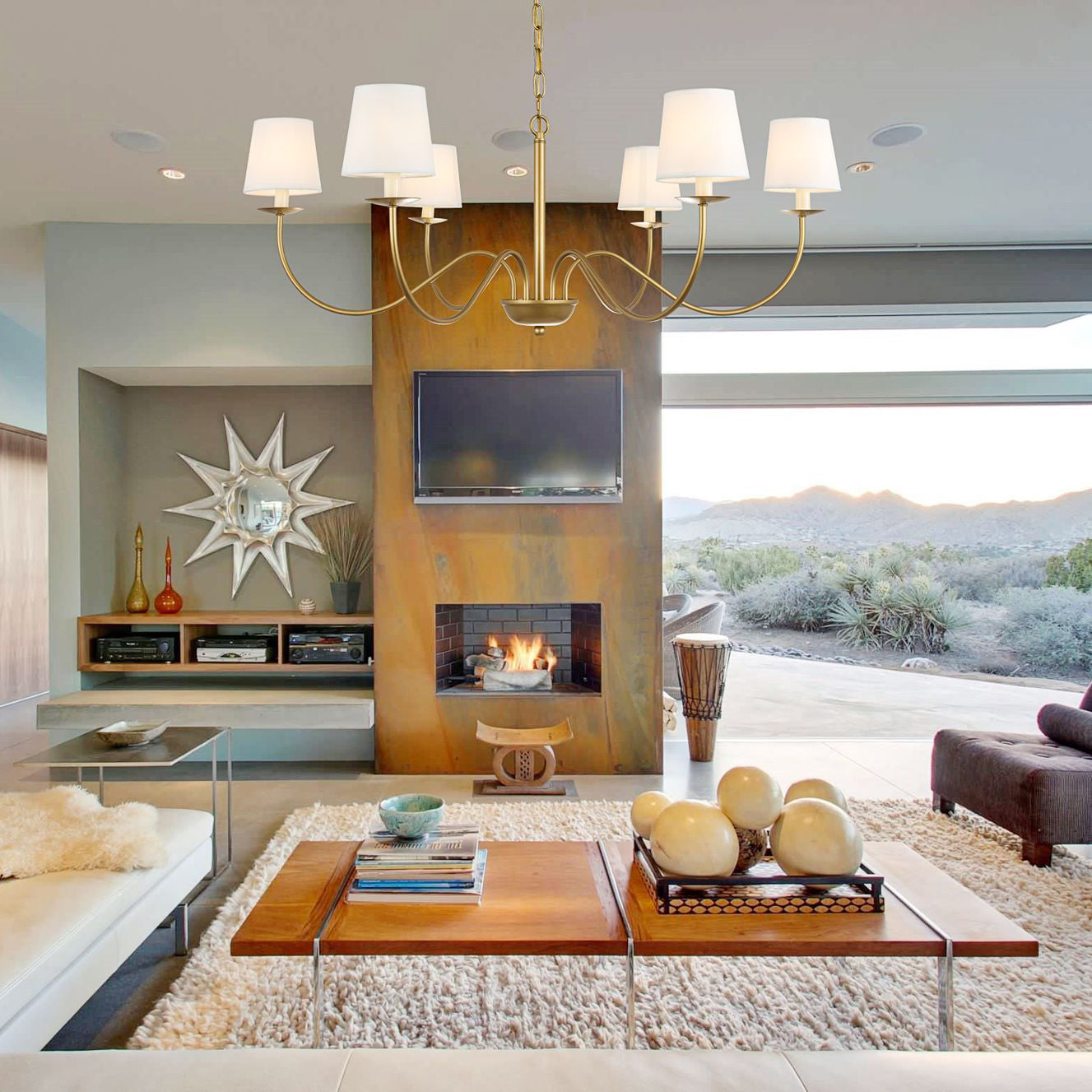 Amble Vintage Industrial Brass Fabric Chandelier - Lamp Copper