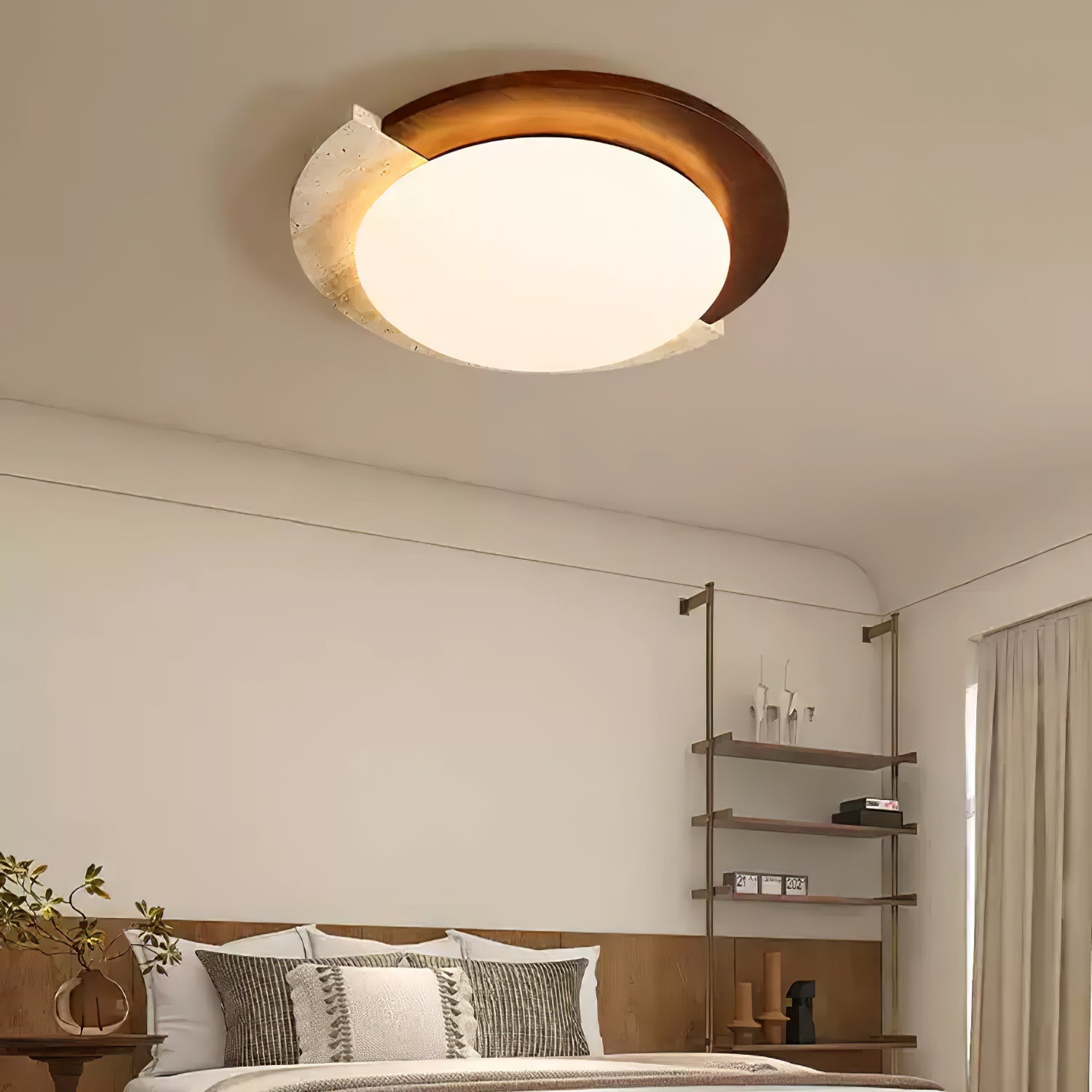 Ivnoran Arc-Rim Travertine Ceiling Light - Neutralighting