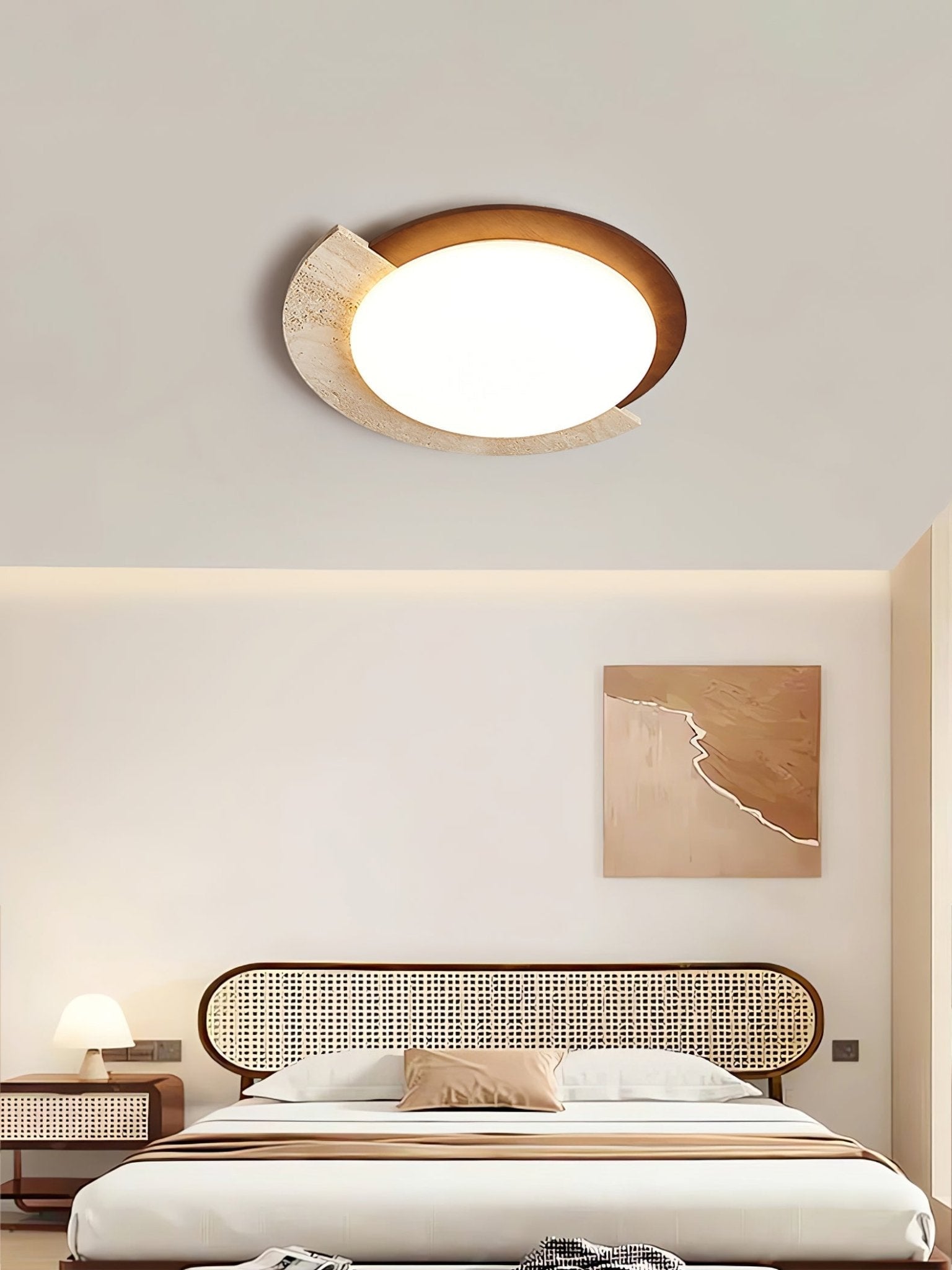 Ivnoran Arc-Rim Travertine Ceiling Light - Neutralighting