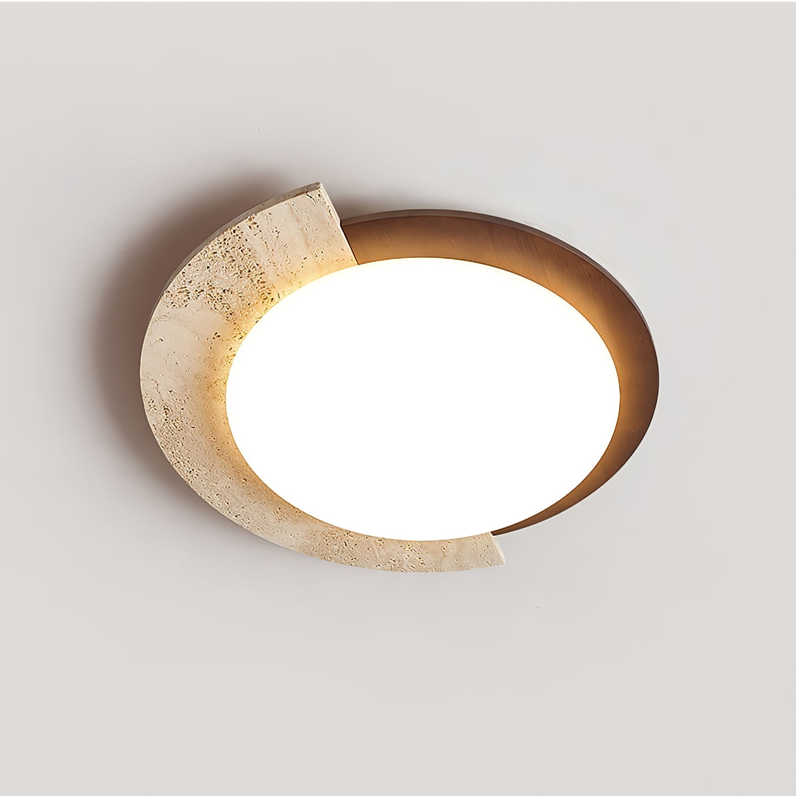 Ivnoran Arc-Rim Travertine Ceiling Light - Neutralighting
