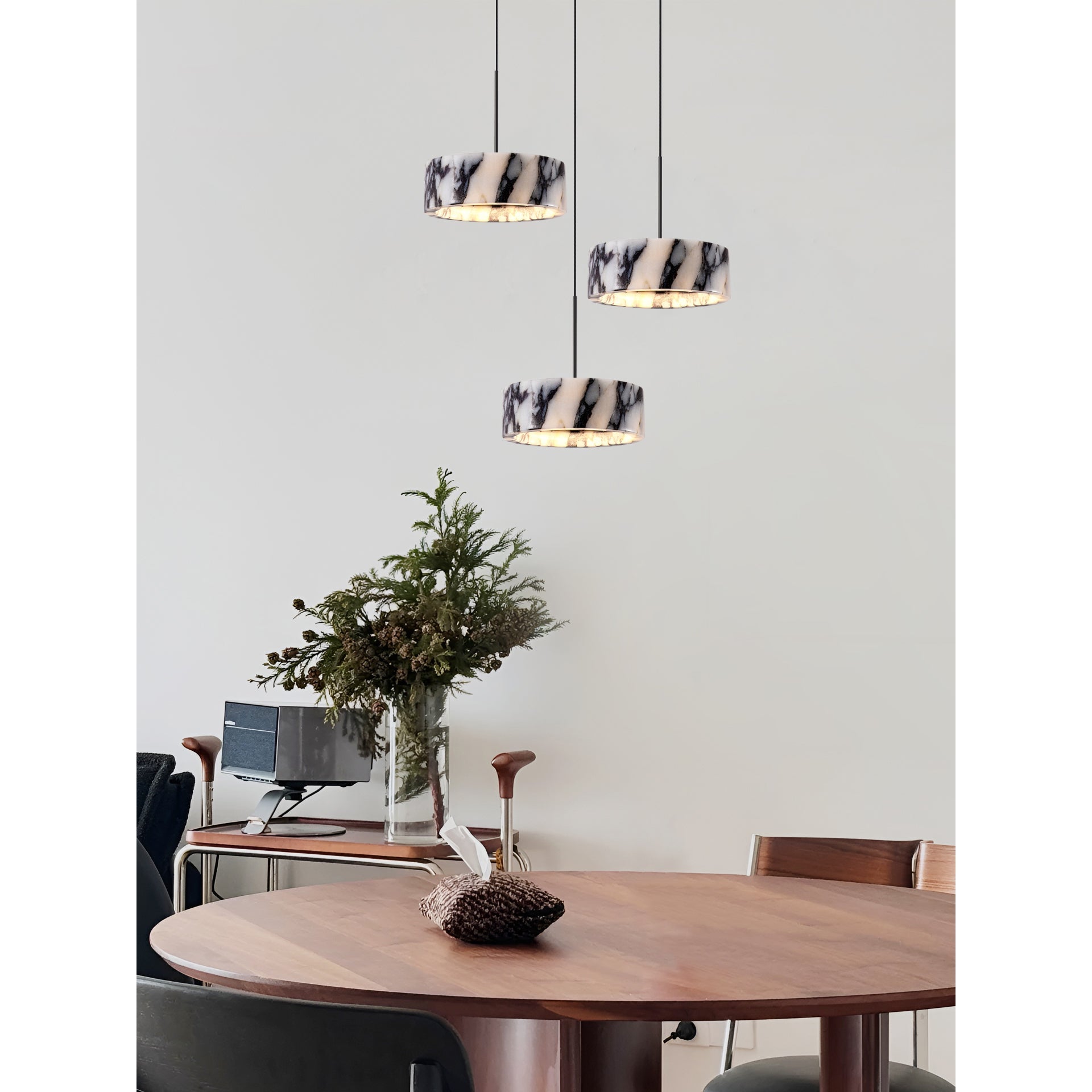 Glide Modern Minimalist Marble Metal Pendant Lamp - Lamp Copper