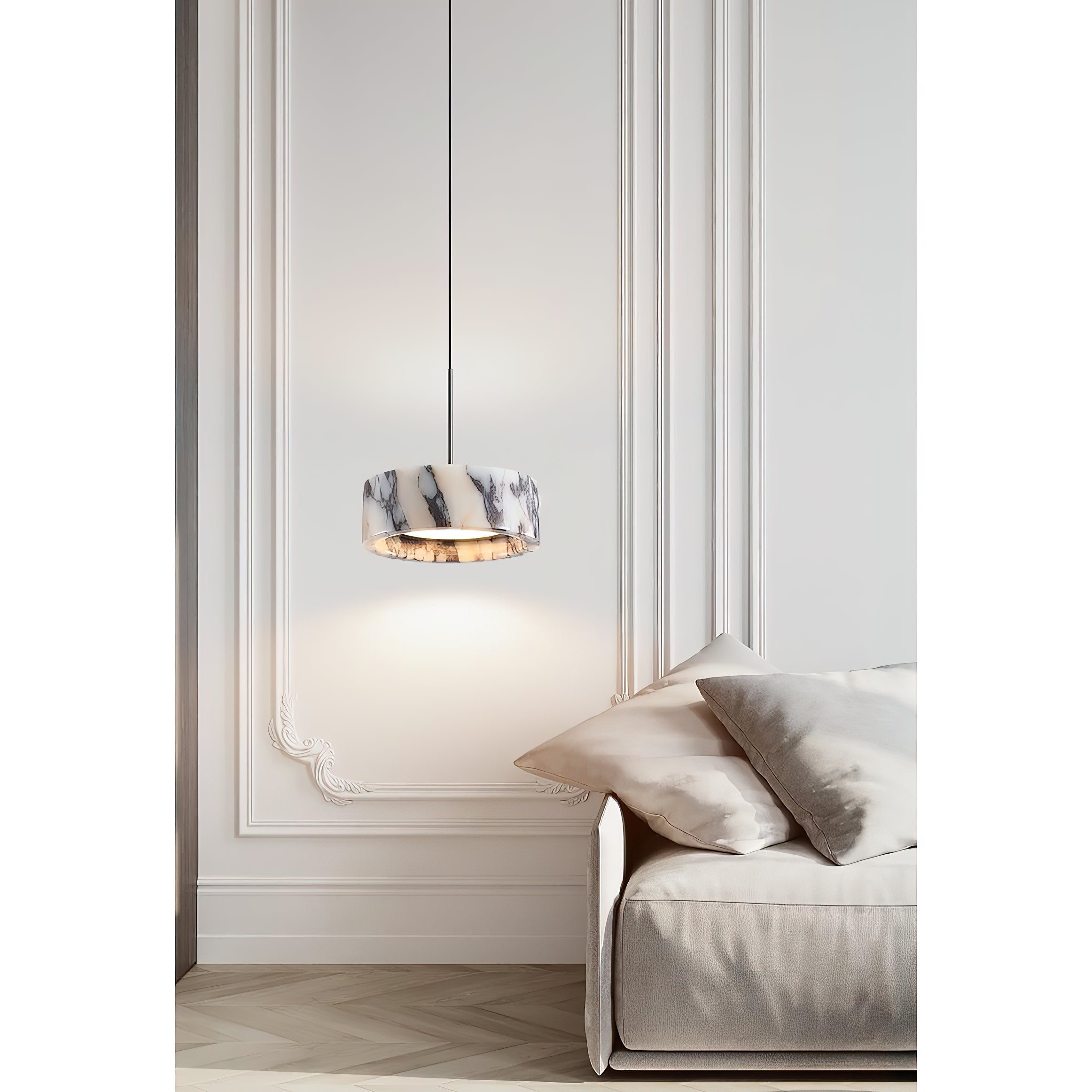 Glide Modern Minimalist Marble Metal Pendant Lamp - Lamp Copper