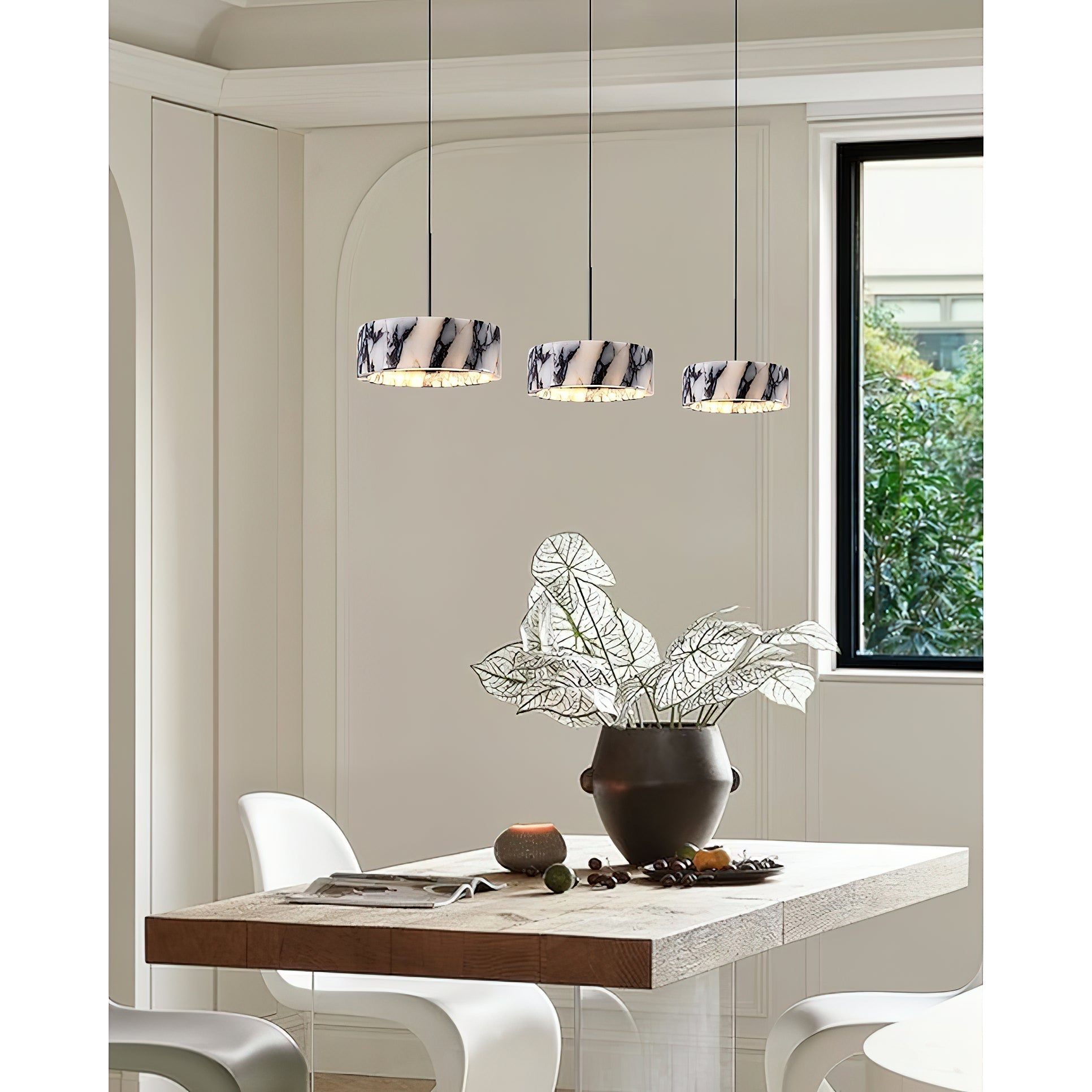 Glide Modern Minimalist Marble Metal Pendant Lamp - Lamp Copper