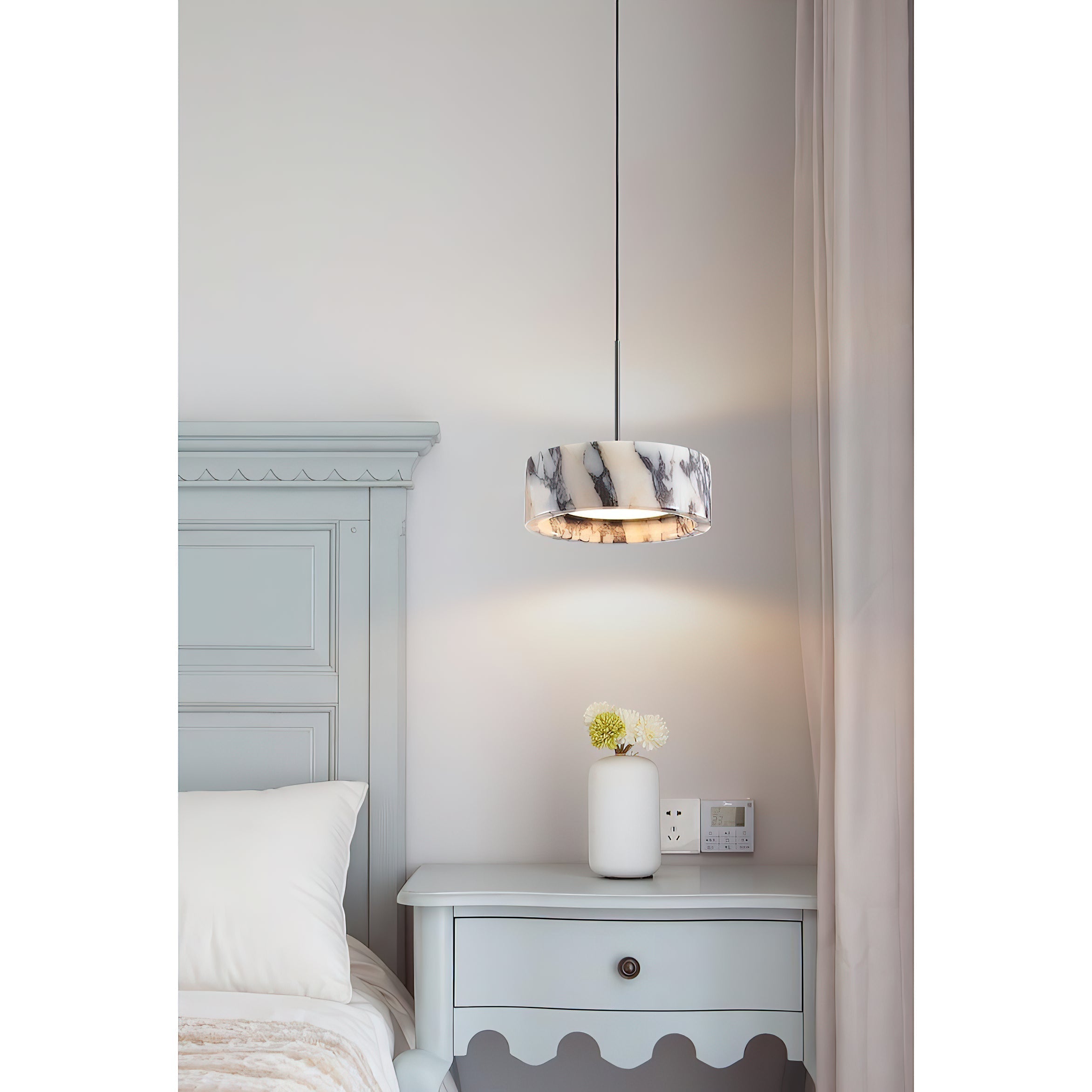 Glide Modern Minimalist Marble Metal Pendant Lamp - Lamp Copper