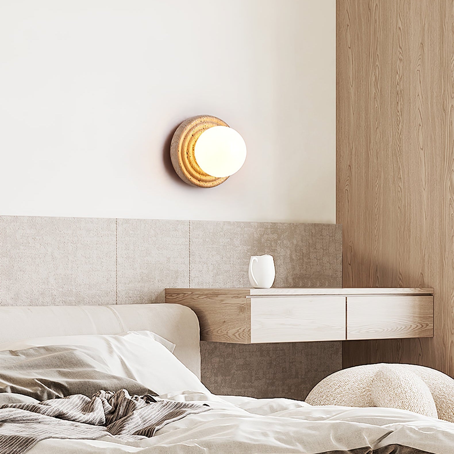 Echo Travertine Globe Wall Lamp - Letslighting