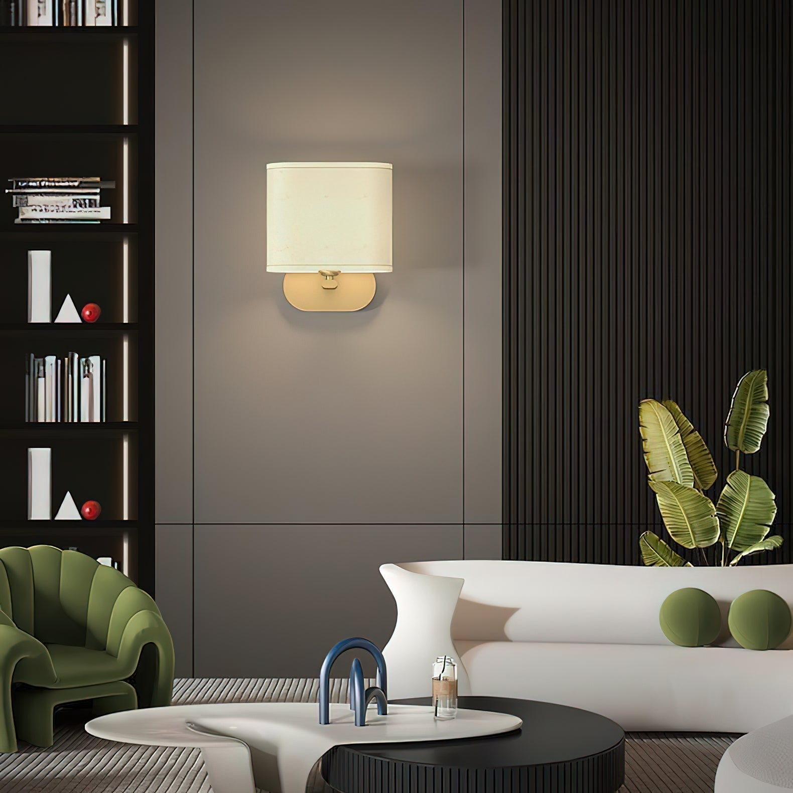 Myth Modern Minimalist Brass Fabric Wall Lamp - Lamp Copper
