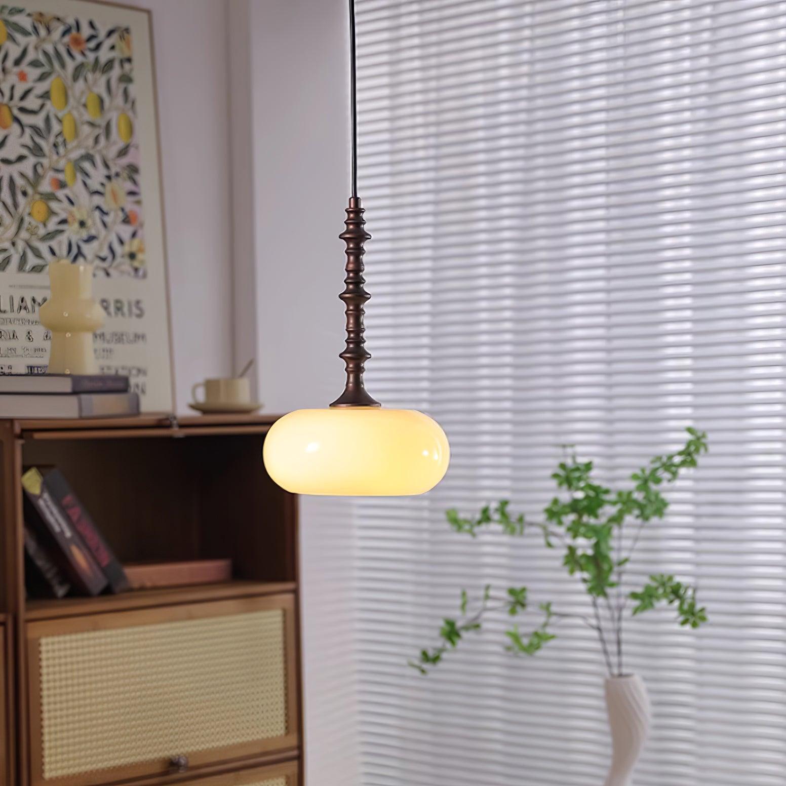 Pendant Lamp White Glass Shade Brown Vintage - Letslighting