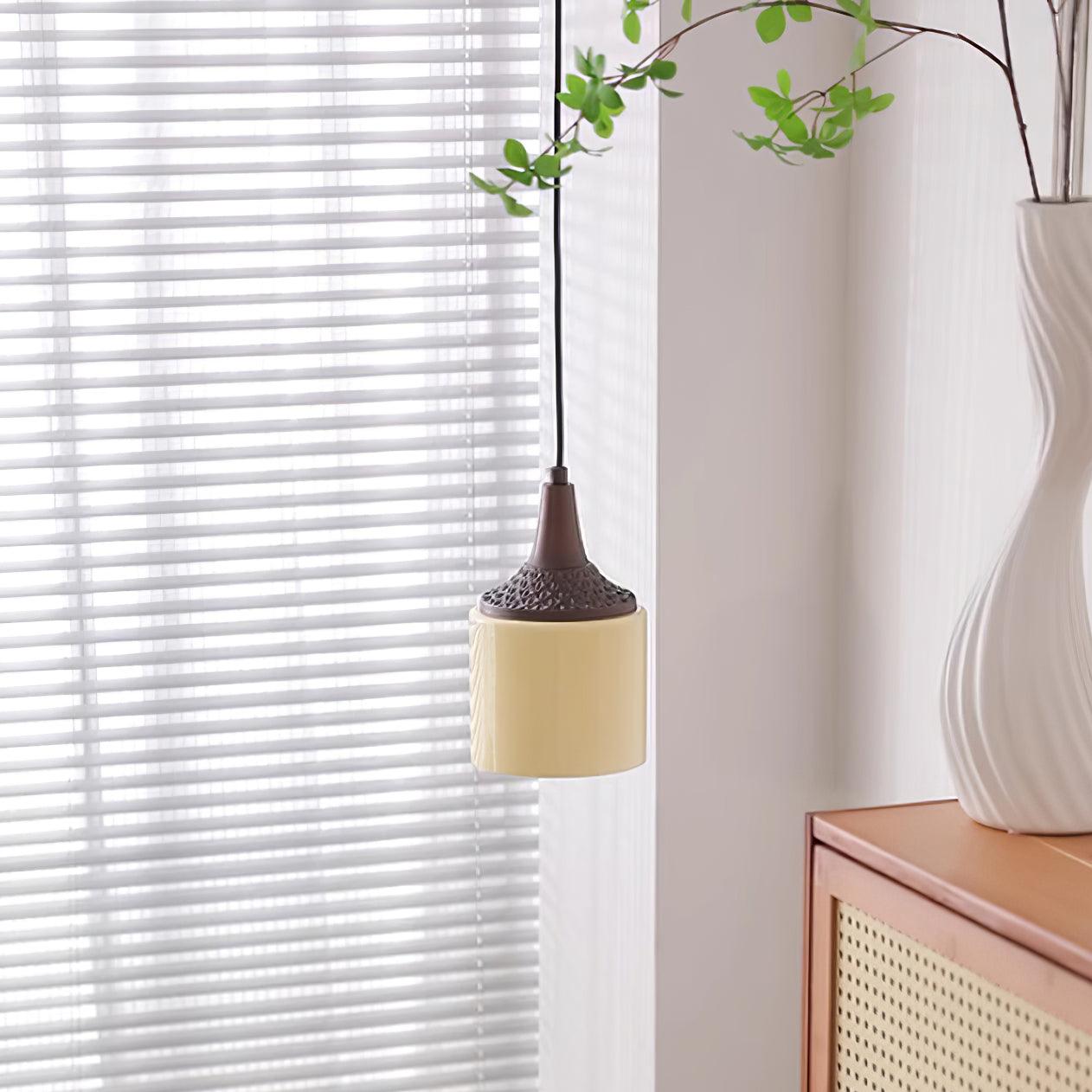 Pendant Lamp White Glass Shade Brown Vintage - Letslighting