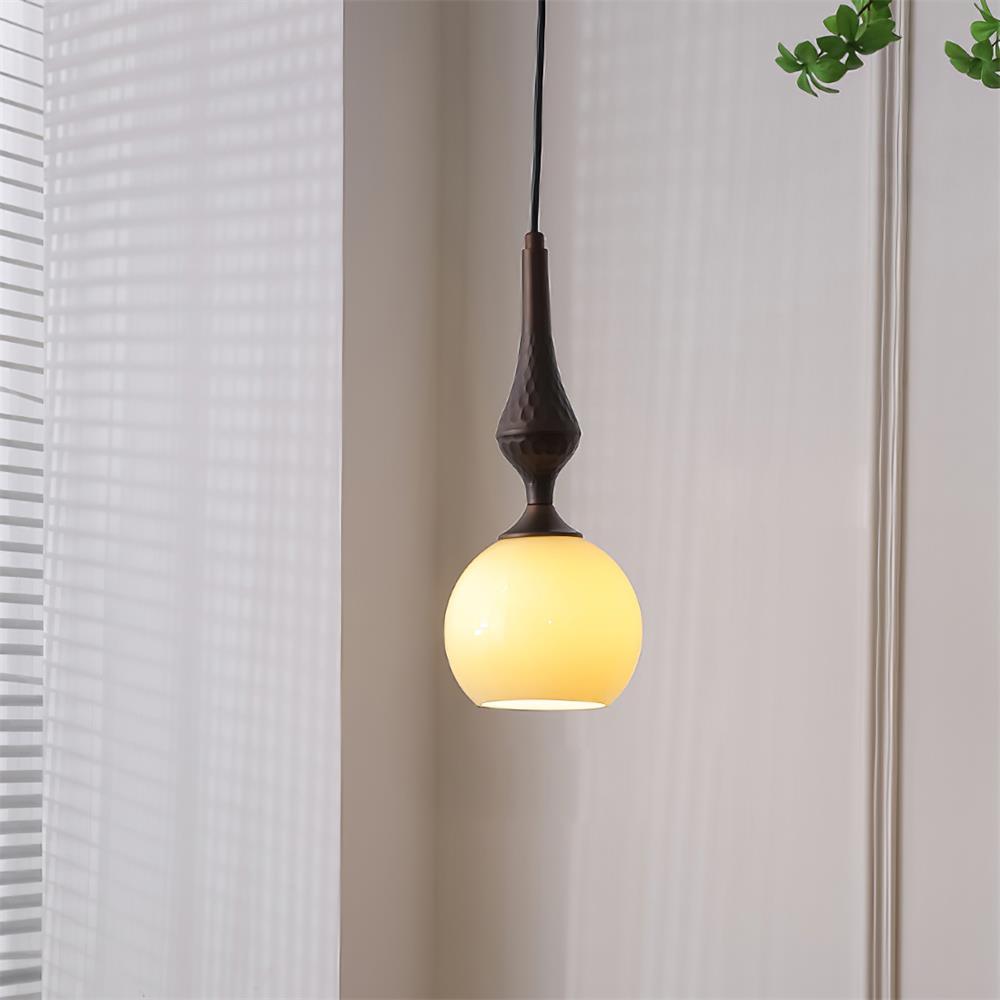Pendant Lamp White Glass Shade Brown Vintage - Letslighting
