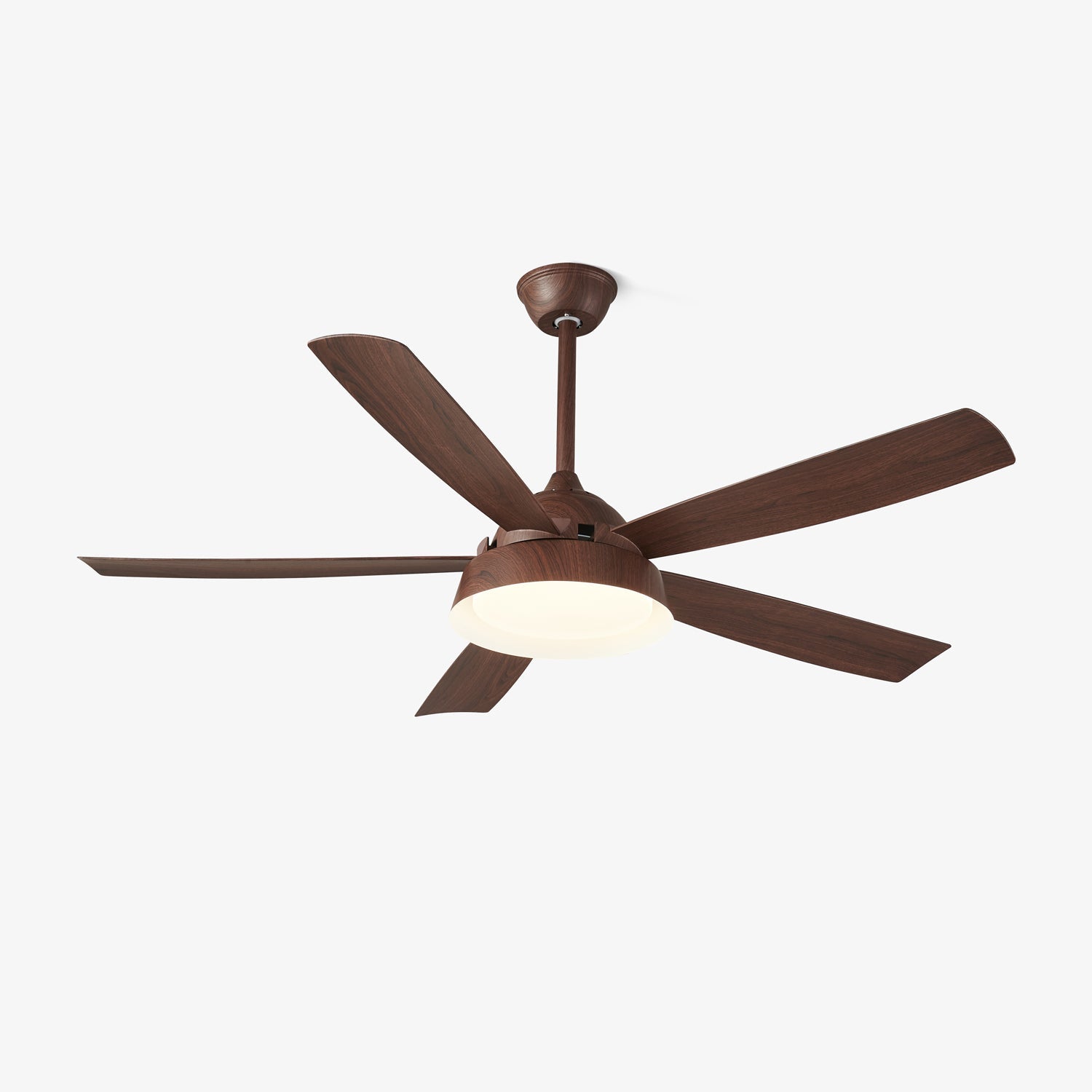 Ventilatore da soffitto Orvino con luce effetto legno, vista frontale