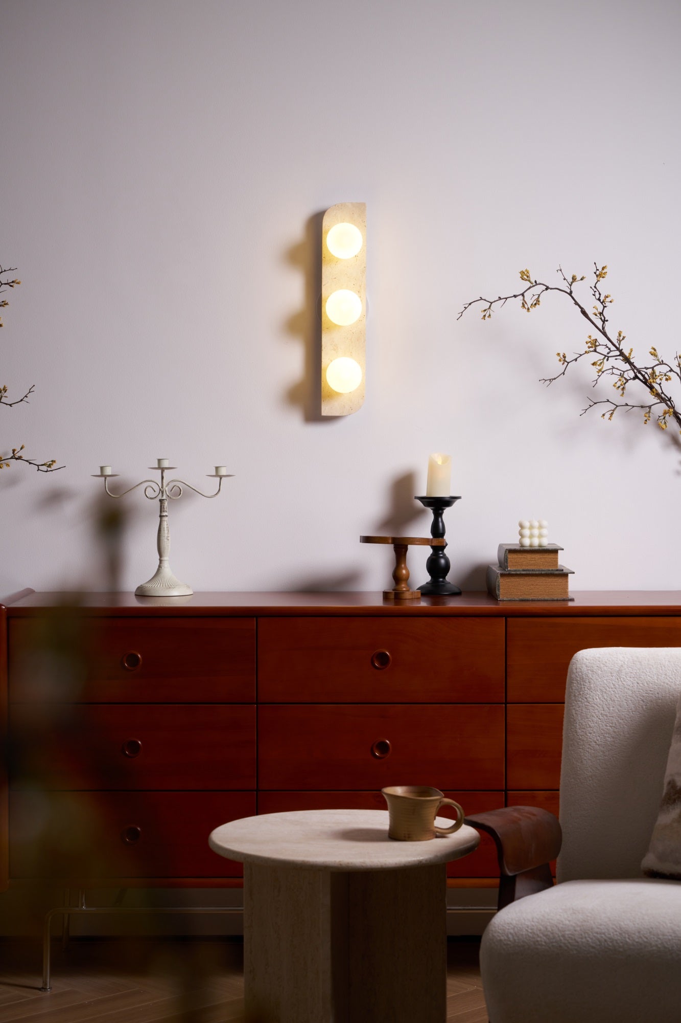 Alsilis Minimalist Travertine Wall Light - Neutralighting