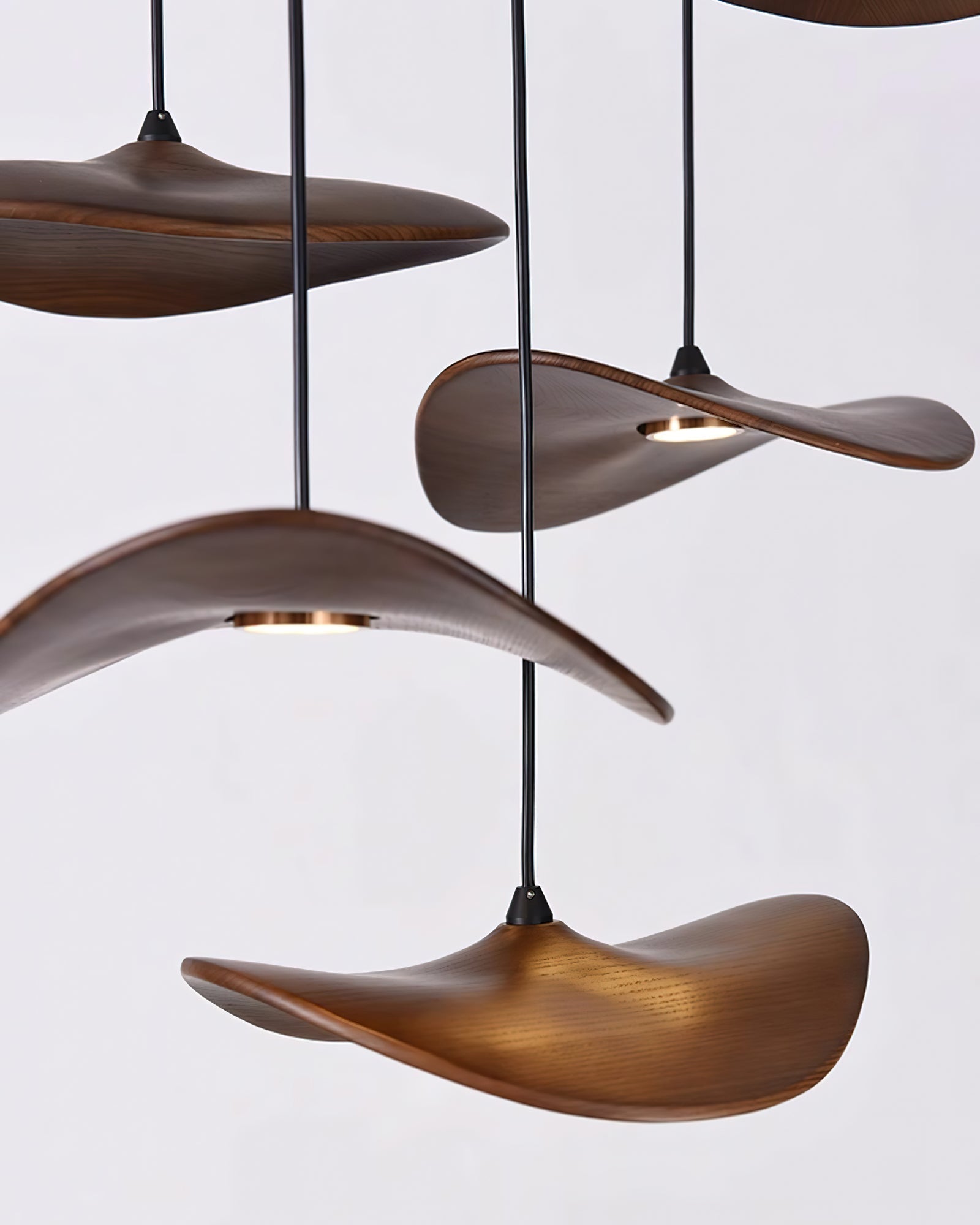 Abbott Modern Minimalist Empty Leaf Metal Wood Chandelier - Blowlighting