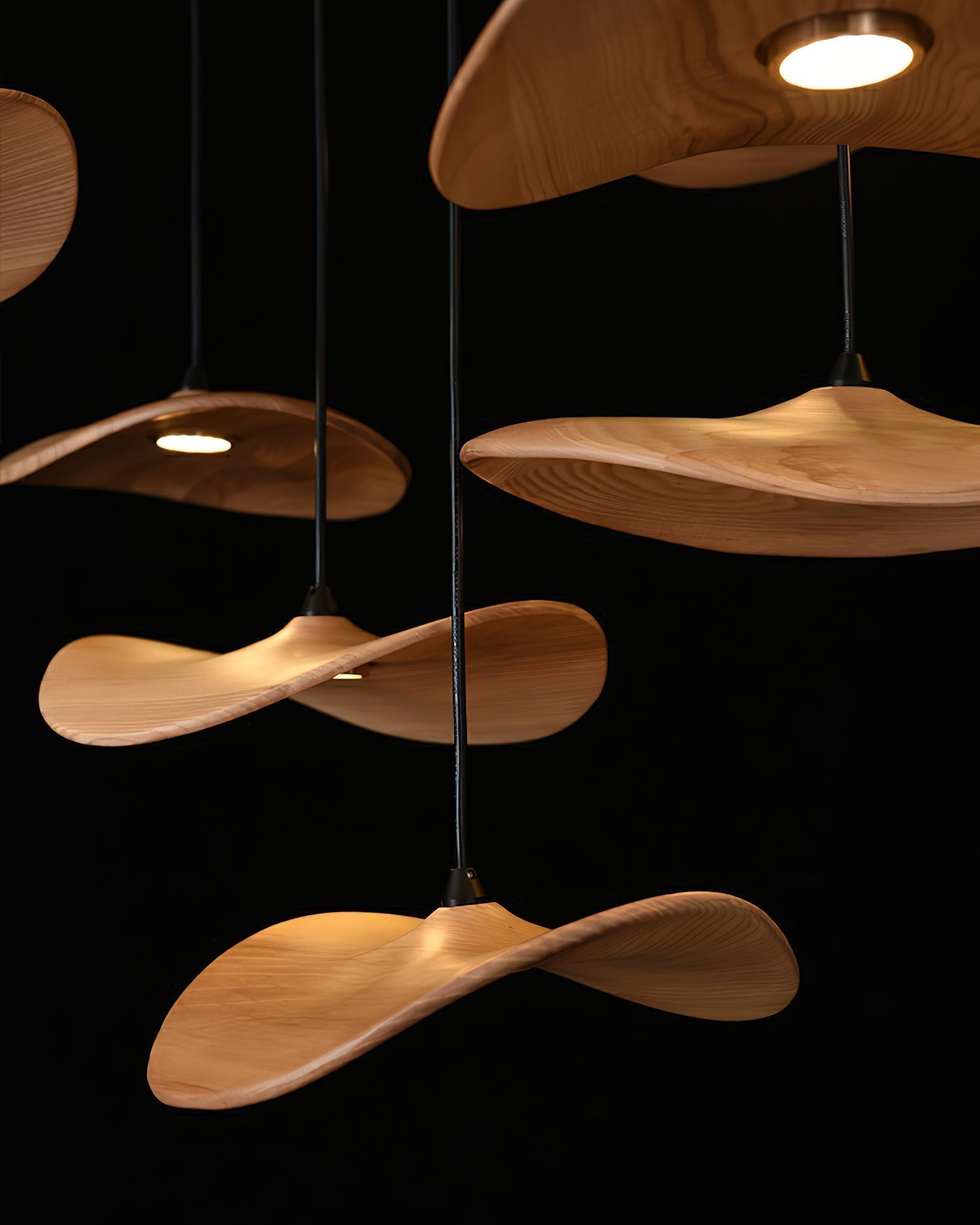 Abbott Modern Minimalist Empty Leaf Metal Wood Chandelier - Blowlighting