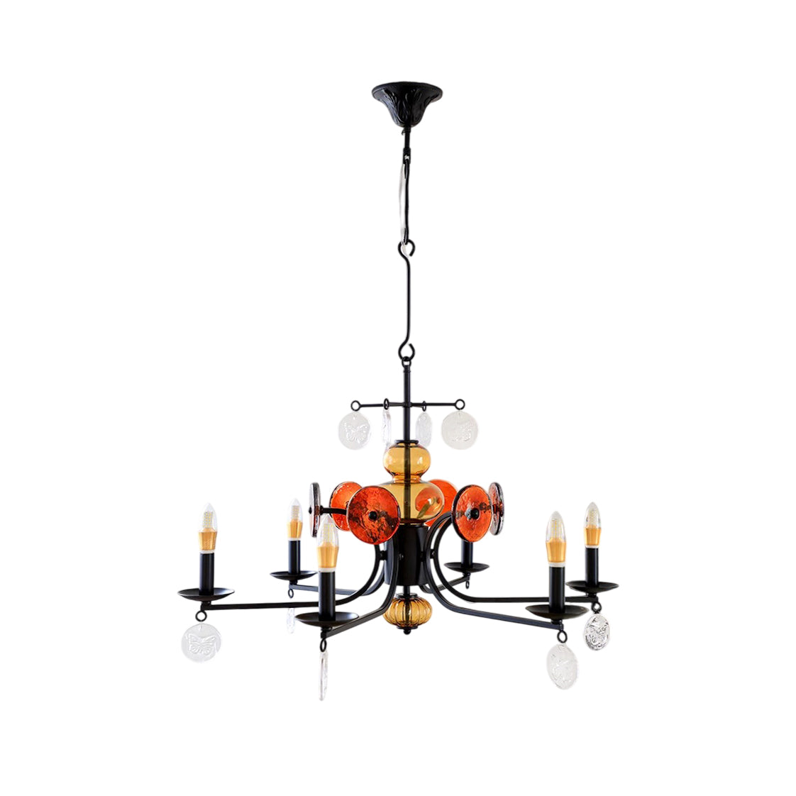 Anorion Vintage Industrial Luxury Metal Glass Chandelier - Lamp Copper