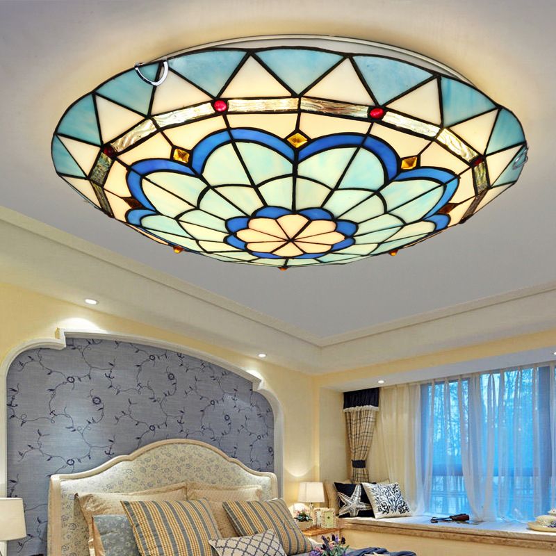 Tiffany Plafoniere Moderne Mediterranee Vetro Blu/Gialle/Bianche Soggiorno