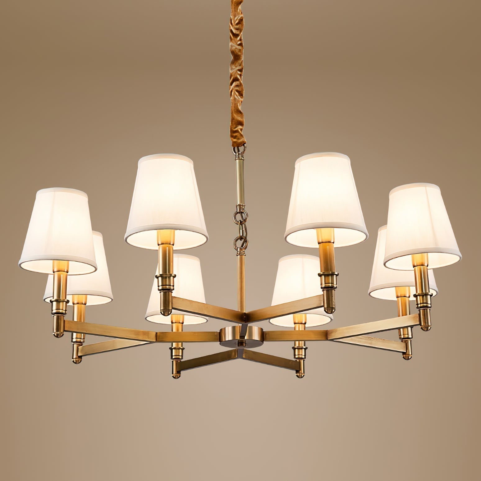 Vadoryra Postmodern Luxury Brass Fabric Chandelier - Lamp Copper