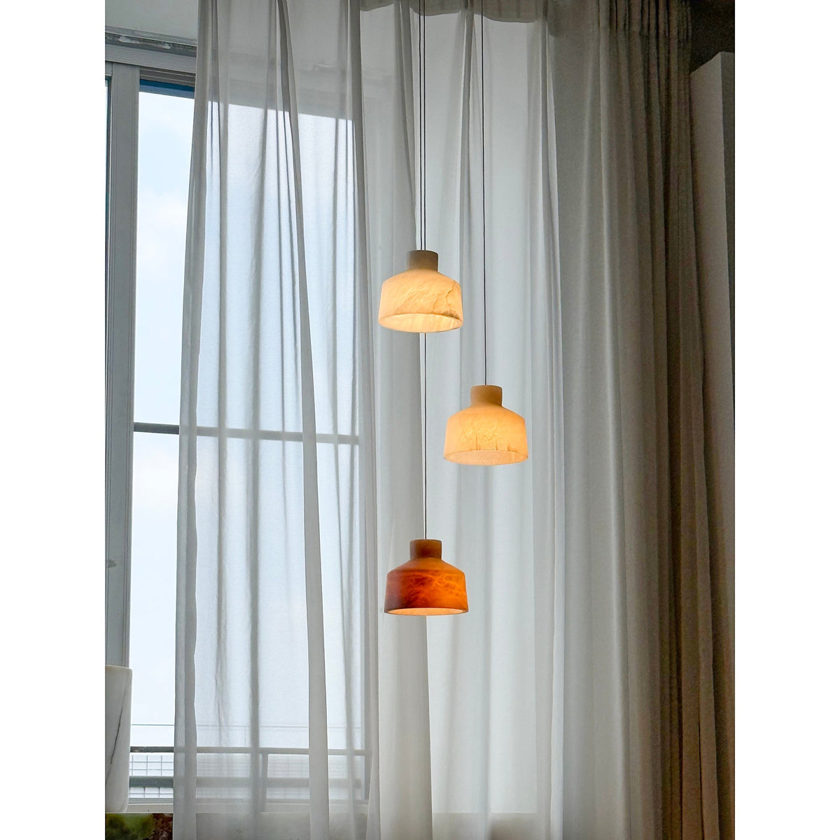 Aursore Modern Minimalist Alabaster Pendant Lamp - Lamp Copper