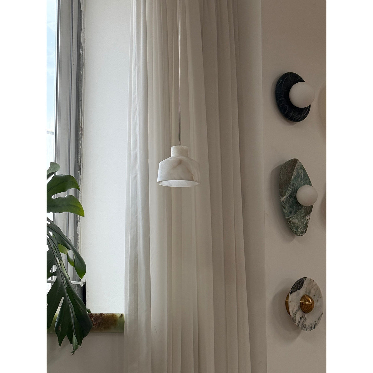 Aursore Modern Minimalist Alabaster Pendant Lamp - Lamp Copper
