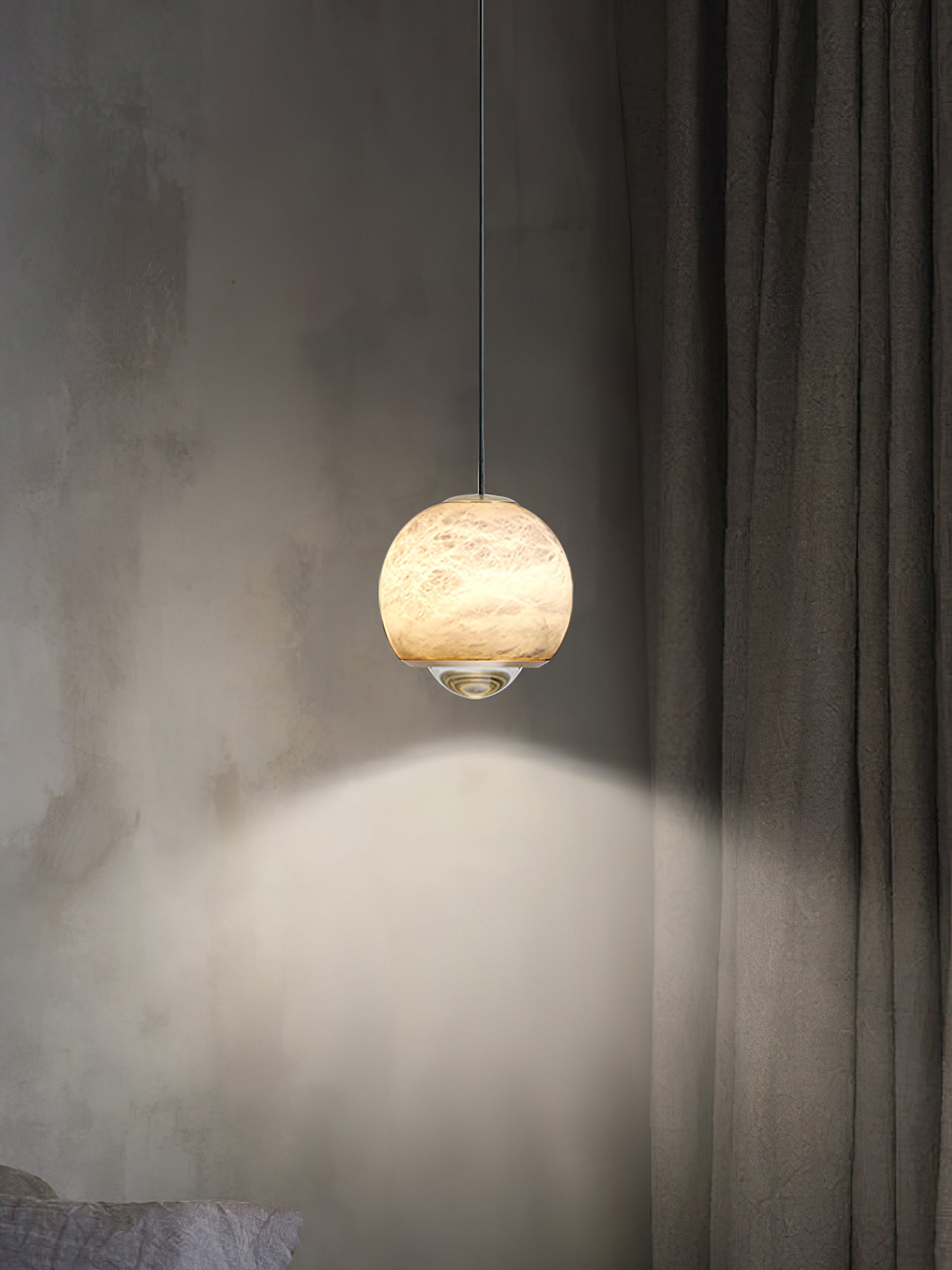 Zephaan Modern Minimalist Brass Alabaster Pendant Light - Lamp Copper