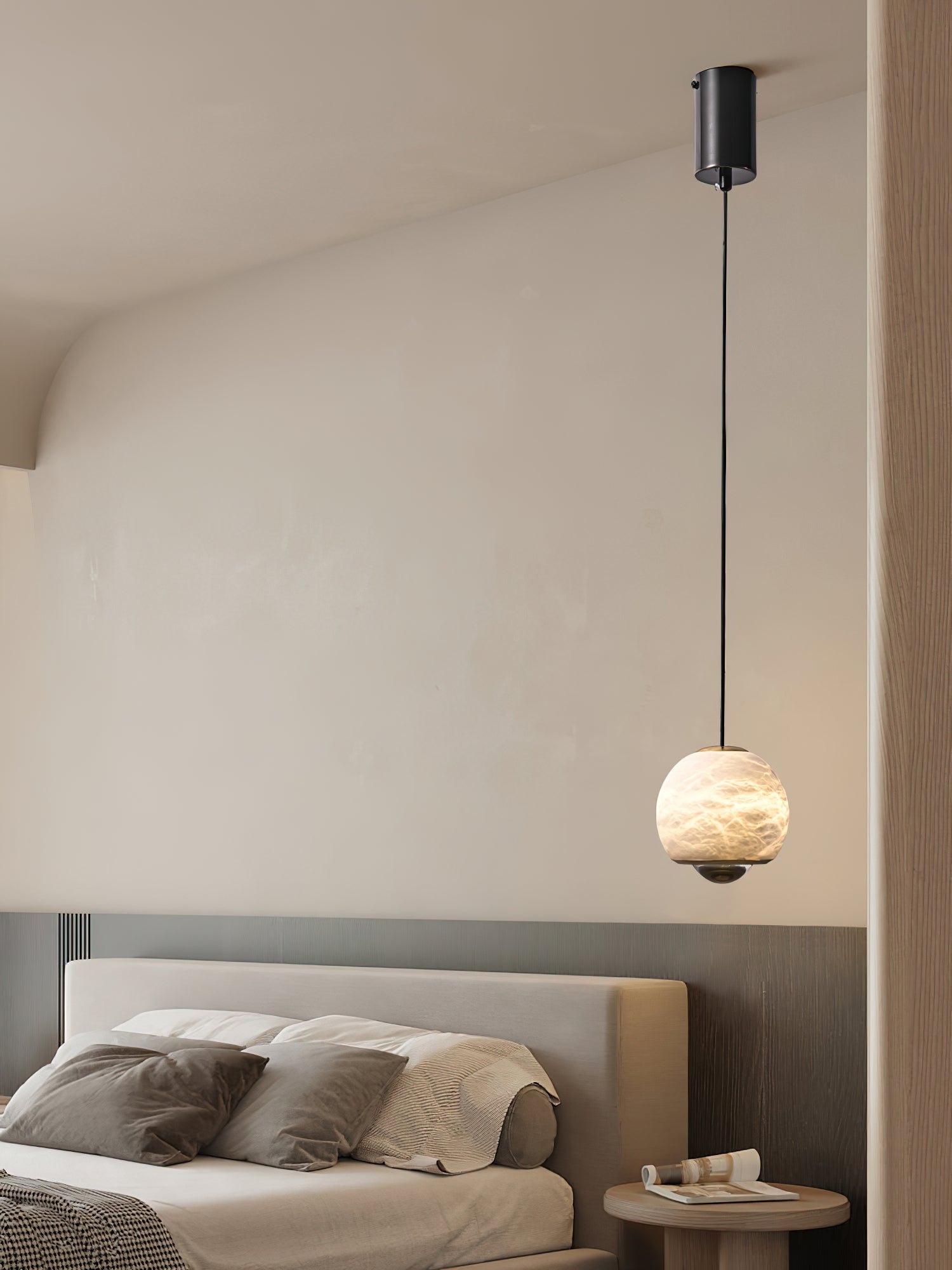 Zephaan Modern Minimalist Brass Alabaster Pendant Light - Lamp Copper