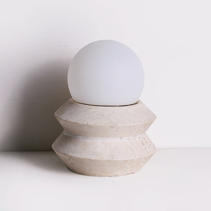 Fin Travertine Table Lamp (Built-in Battery) - Lamp Copper