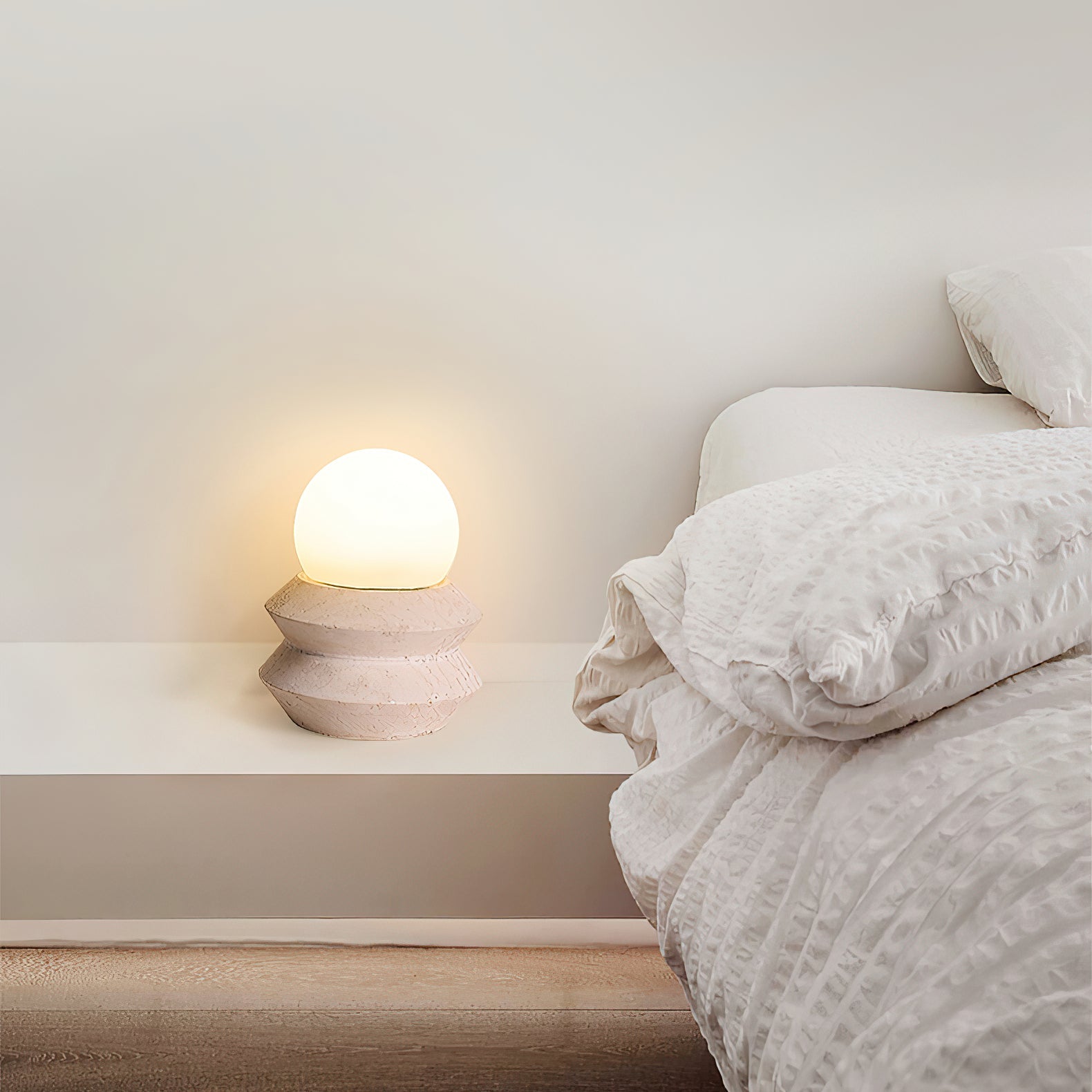 Fin Travertine Table Lamp (Built-in Battery) - Lamp Copper