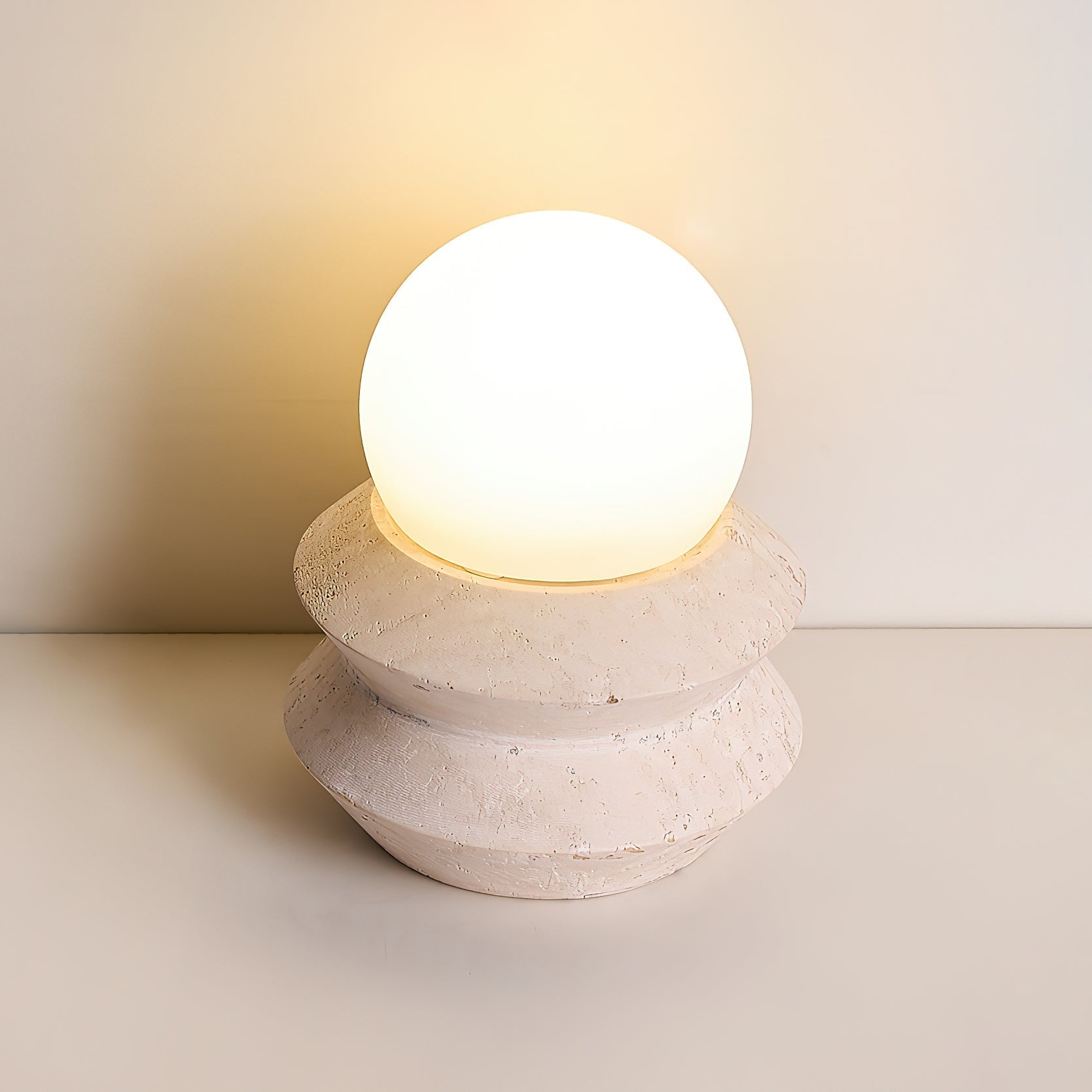 Fin Travertine Table Lamp (Built-in Battery) - Lamp Copper