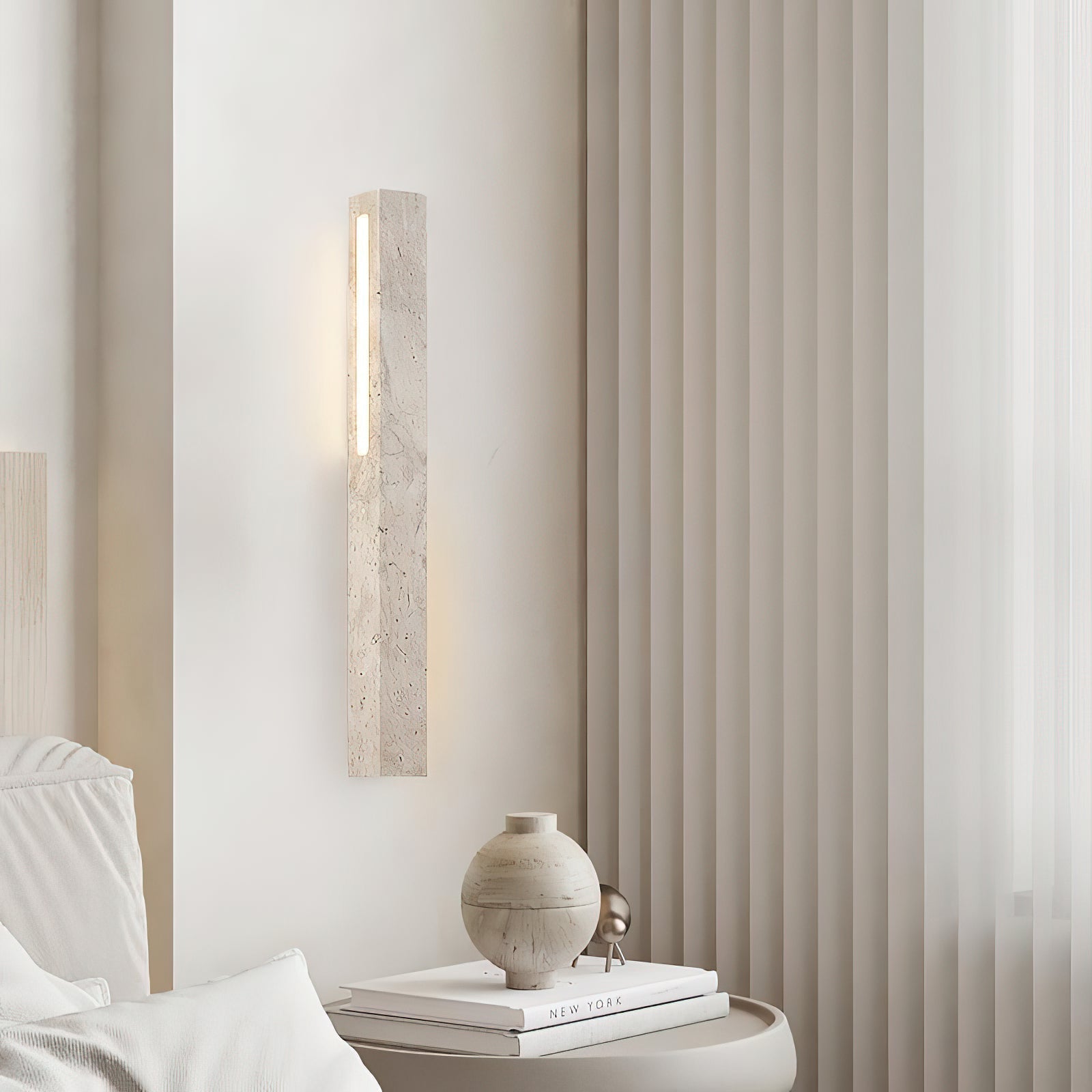 Eurdora Modern Minimalist Travertine Wall Lamp - Lamp Copper