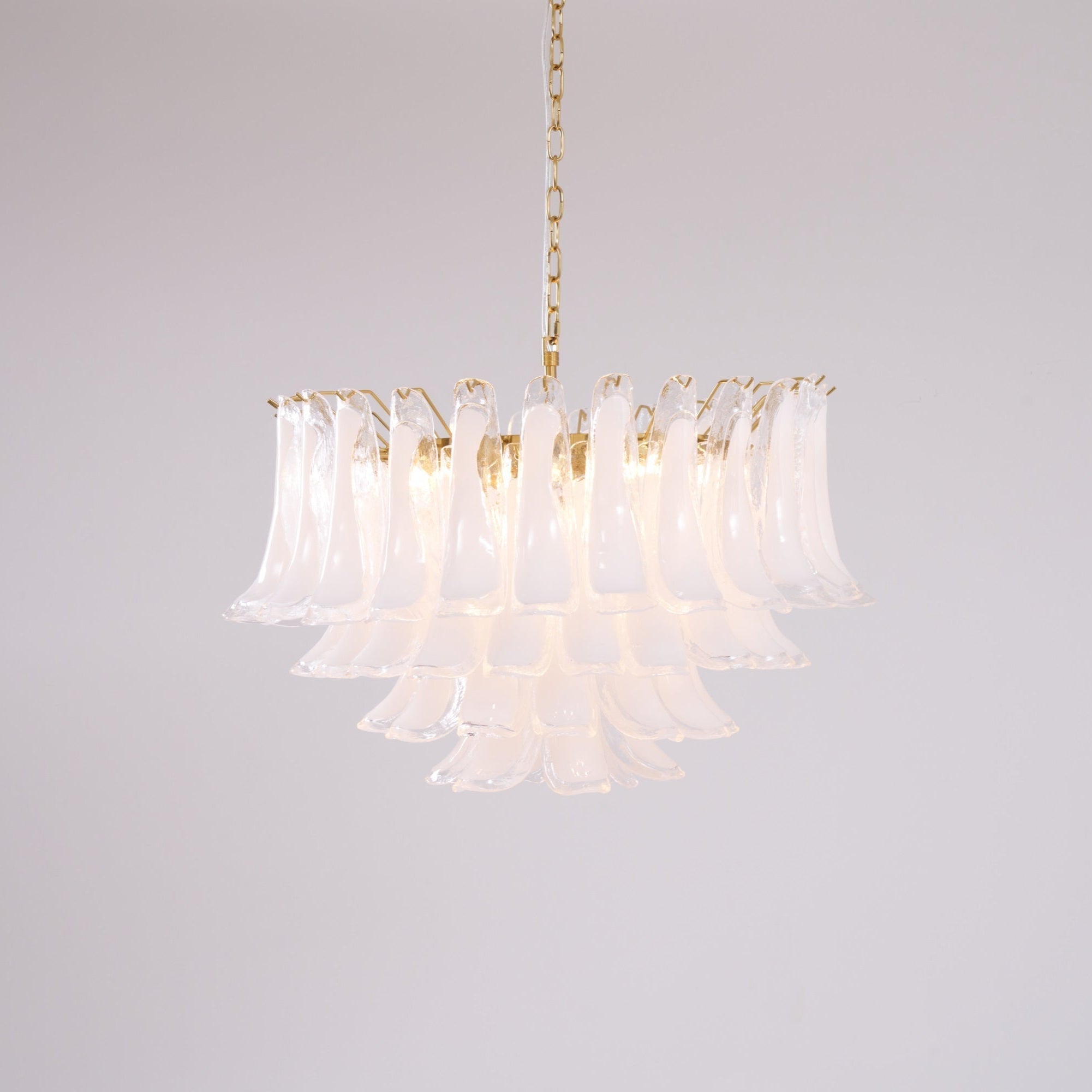 Aurora Chandelier Pink Glass Leaf Layered Floral Glamour - Neutralighting