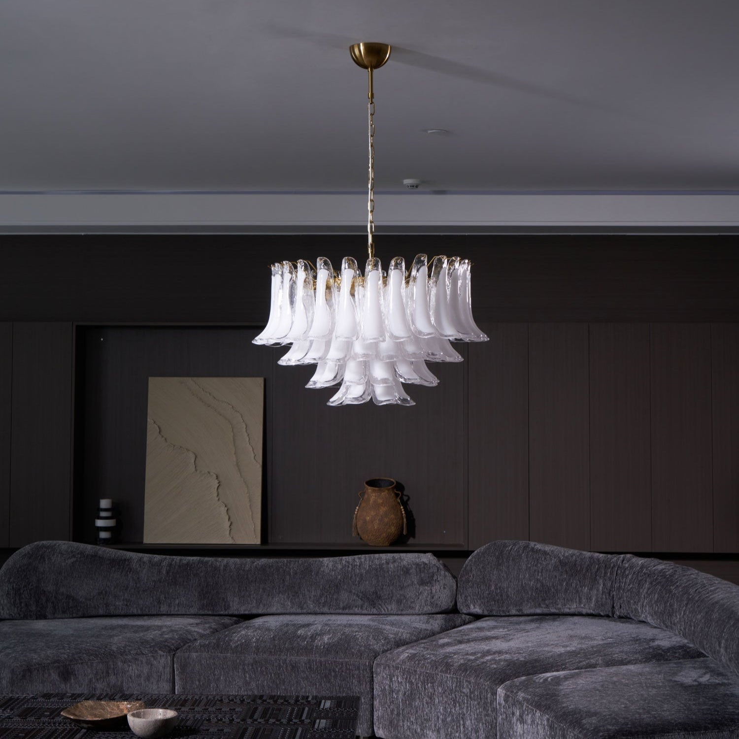 Aurora Chandelier Pink Glass Leaf Layered Floral Glamour - Neutralighting